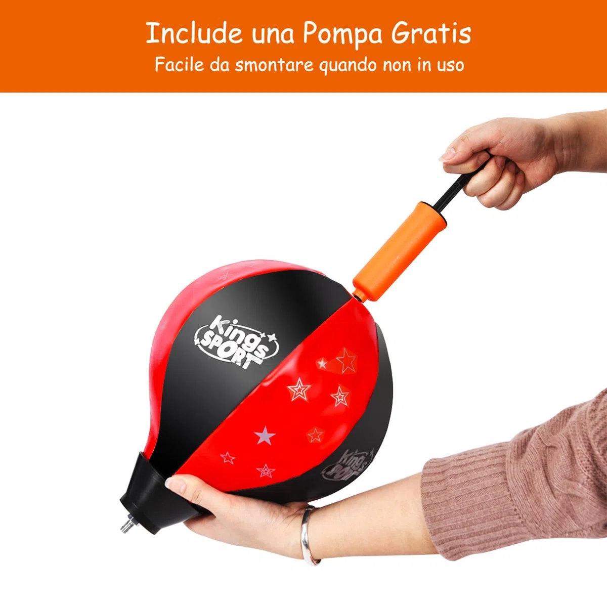RELAX4LIFE Punching Ball con Guantini per Adulti e Bambini, Sacco da Boxe con Altezza Regolabile 81-123 cm, Palla di Pugilato da Terra con Base Stabile, Rosso e Nero (Piccolo)