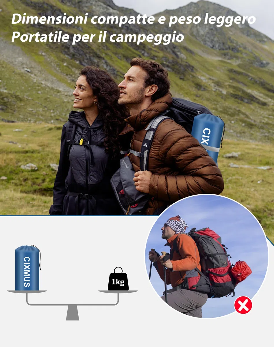 Materassino Gonfiabile Campeggio Singolo 12cm, Materassino Autogonfiante con Pompa a Pedale e Cuscino, Ultraleggero Portatile in 40D Nylon per Trekking, Tenda, Outdoor e Viaggi