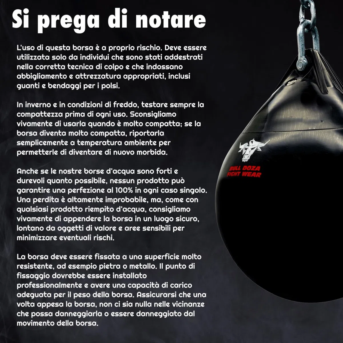 Bull Doza Fight Wear Sacco da boxe ad acqua - Resistente - Impermeabile - Tre dimensioni
