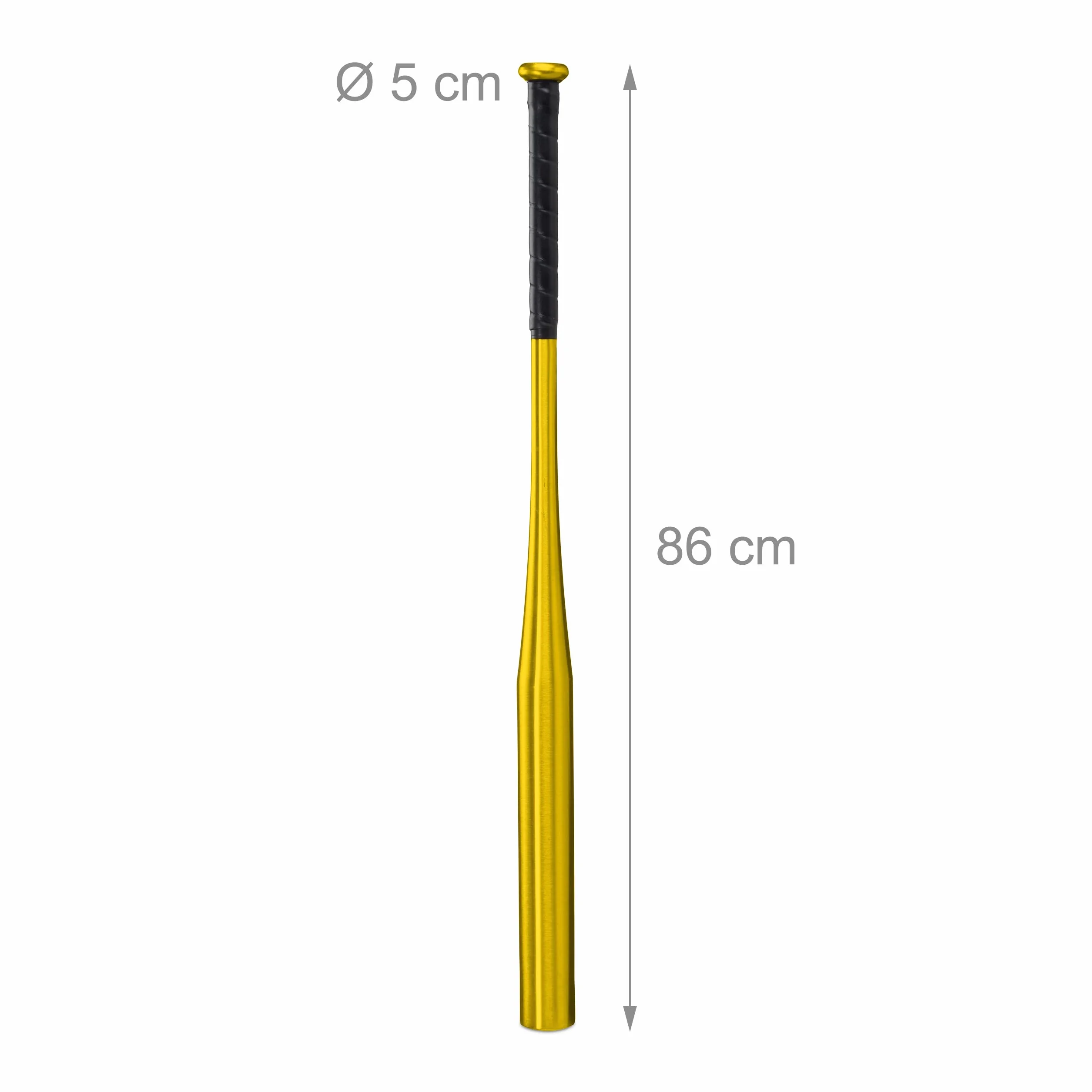 Relaxdays Mazza da Baseball in Alluminio 86 cm 34 Pollici Manico Antiscivolo Dorato