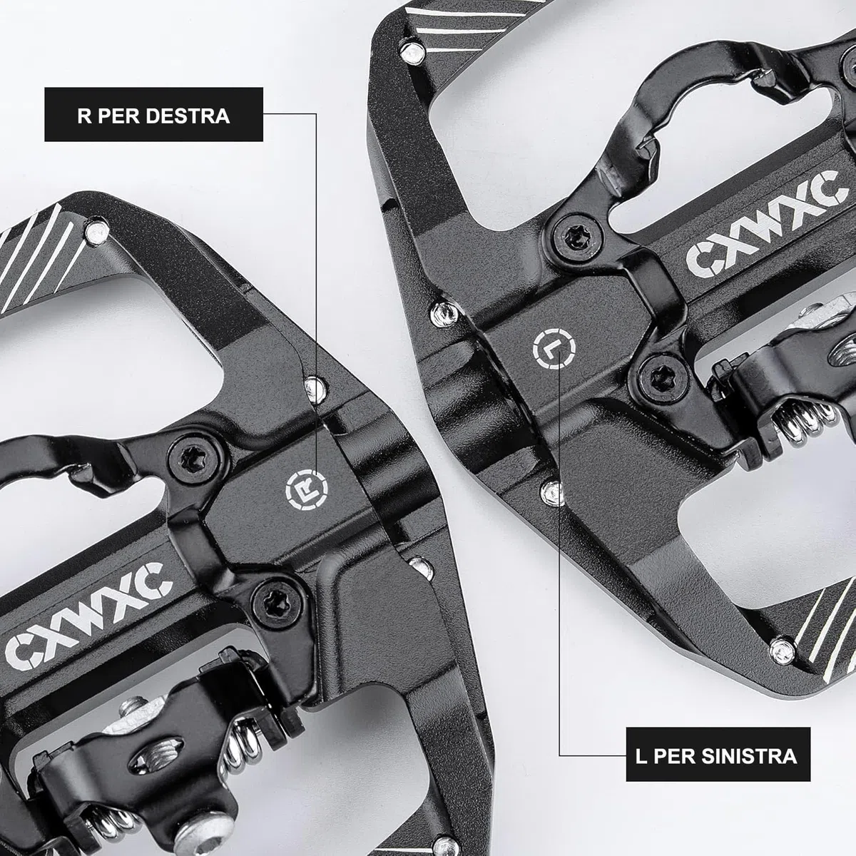 CXWXC Pedali Clic per bicicletta e piatti con 3 cuscinetti sigillati, lega di alluminio da 9/16 pollici, antiscivolo, piattaforma larga, pedali a scatto per MTB o bici da strada