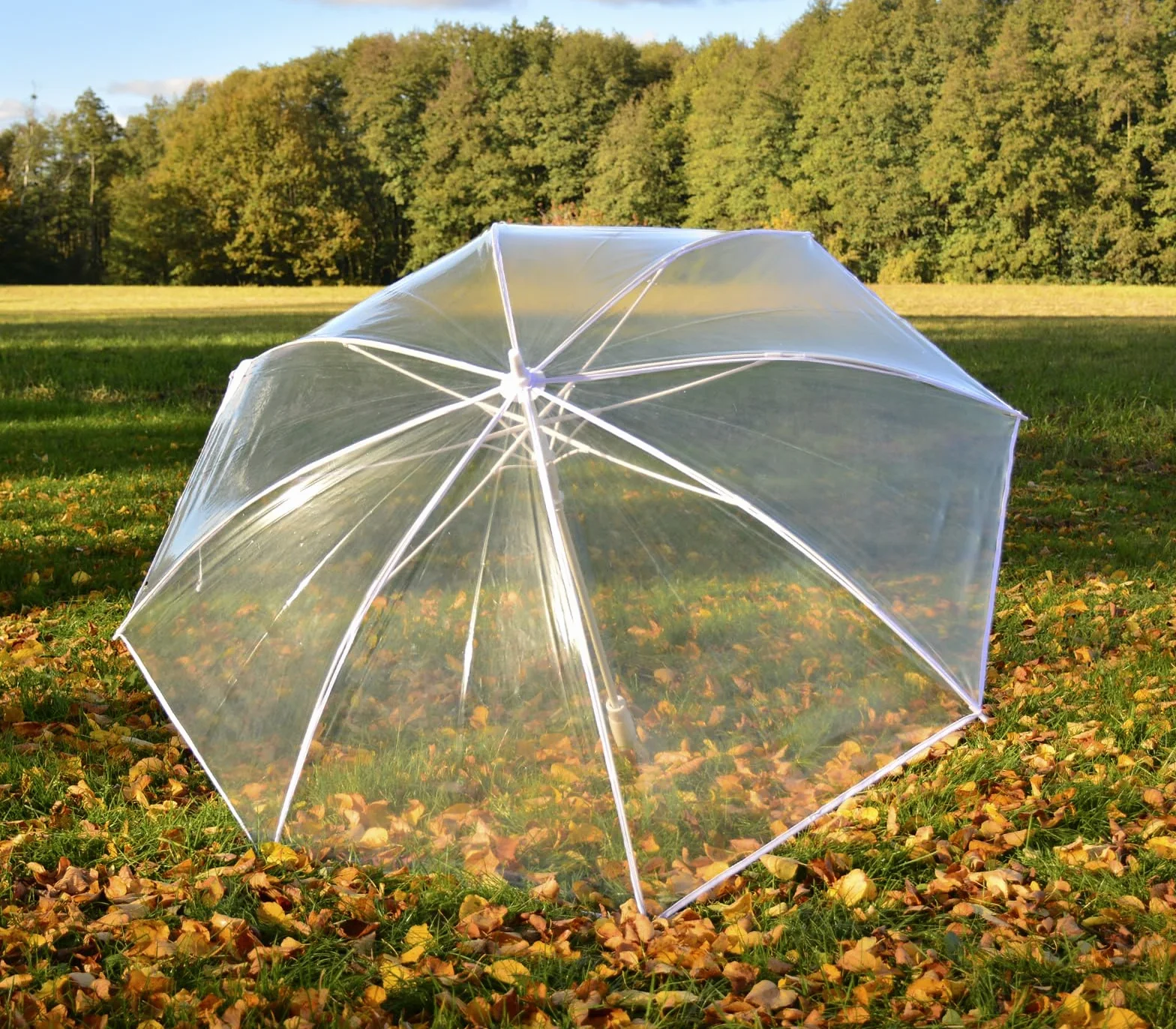 iX-brella Ombrello XXL in fibra di vetro da golf automatico nero, Bianco/Trasparente, 135 cm