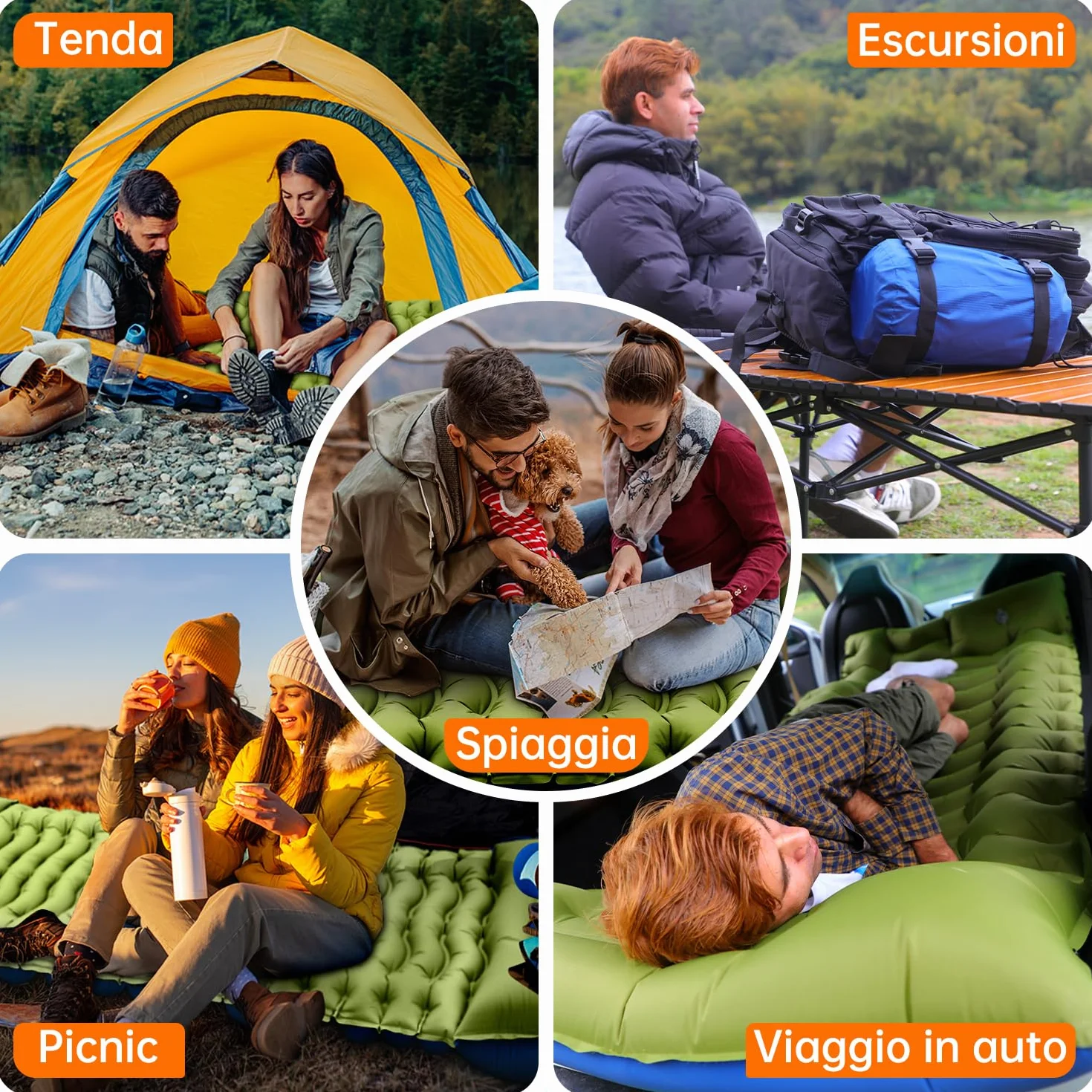 Yuzonc Materassino Campeggio Autogonfiante Ultraleggero con Cuscino, Materasso Gonfiabile Portatile per Escursionismo Trekking Tenda