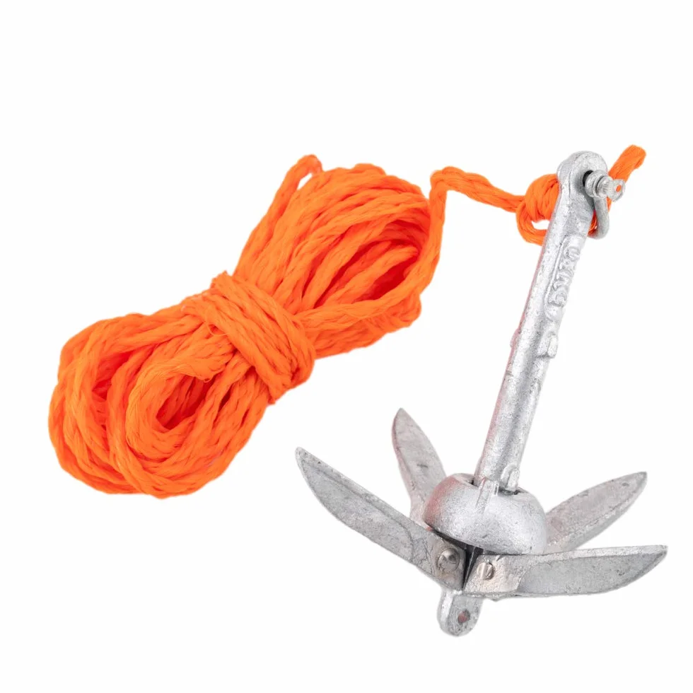 GATE14® Kit Mini Ancora a Ombrello Pieghevole in Acciaio Zincato 0,7 kg e Cima Ormeggio