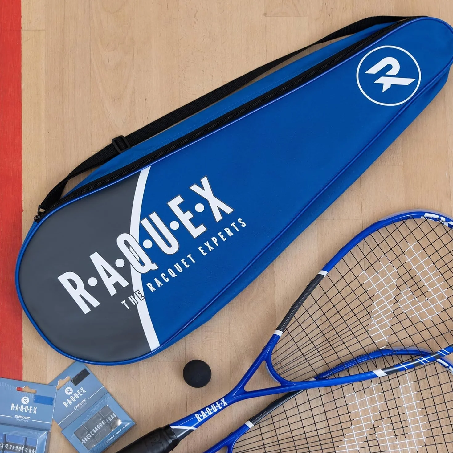 Raquex Borsa tre racchette da badminton - Custodia per racchette da badminton o da squash, con tracolla regolabile - Borsa sportiva per racchette da uomo e da donna