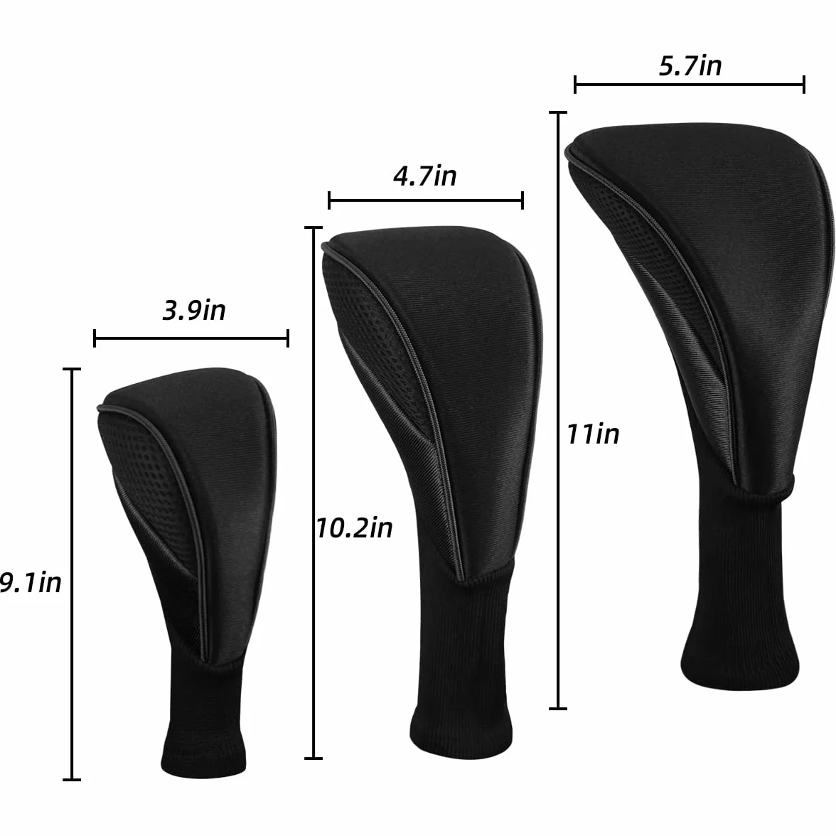 Scott Edward Golf Club Head Cover per Fairway Woods Driver Hybrid, 3 pezzi Long Neck Mesh con etichetta numerica intercambiabile