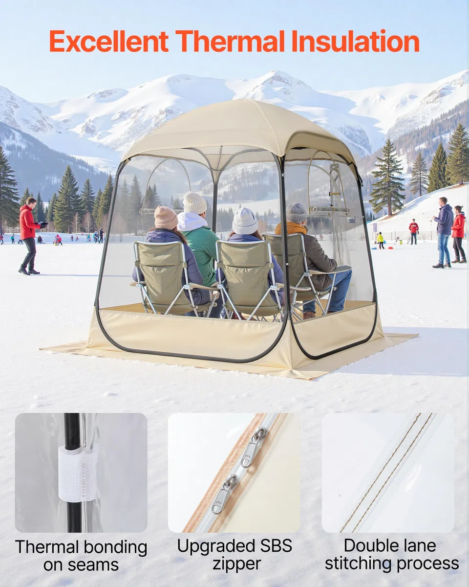 VEVOR Tenda Sportiva Pop-Up, a Bolle Trasparente da 160 x 160 cm per 2 a 4 Persone, Capsula Impermeabile per Esterni con Tappetino e Copertura Superiore, Tenda a Cupola Igloo da Giardino