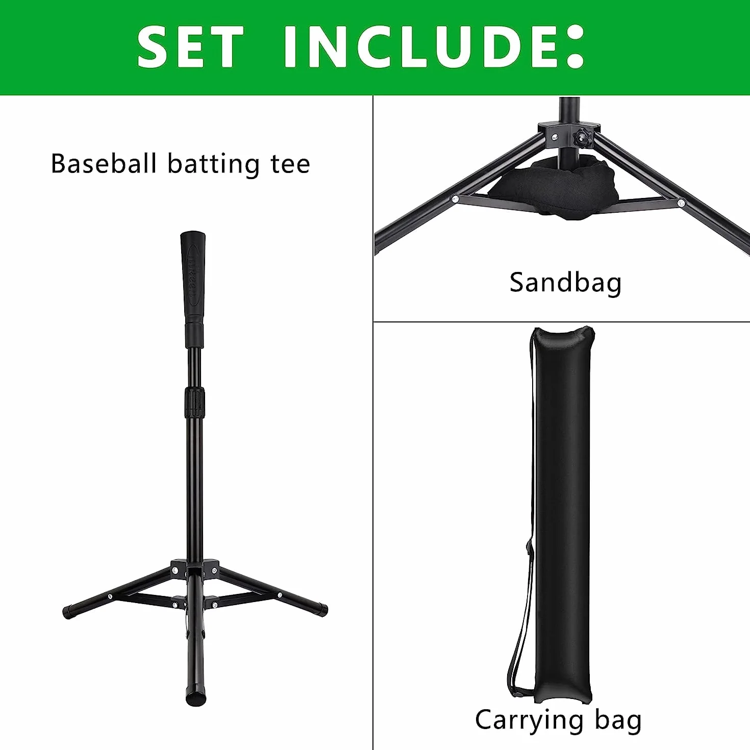 BOOSTEADY Tee da Baseball da Battuta, Tee da Baseball per Colpire Softball Batting Tee Portatile Treppiede Base Tee per Colpire la Pratica di Allenamento con Borsa per Il Trasporto
