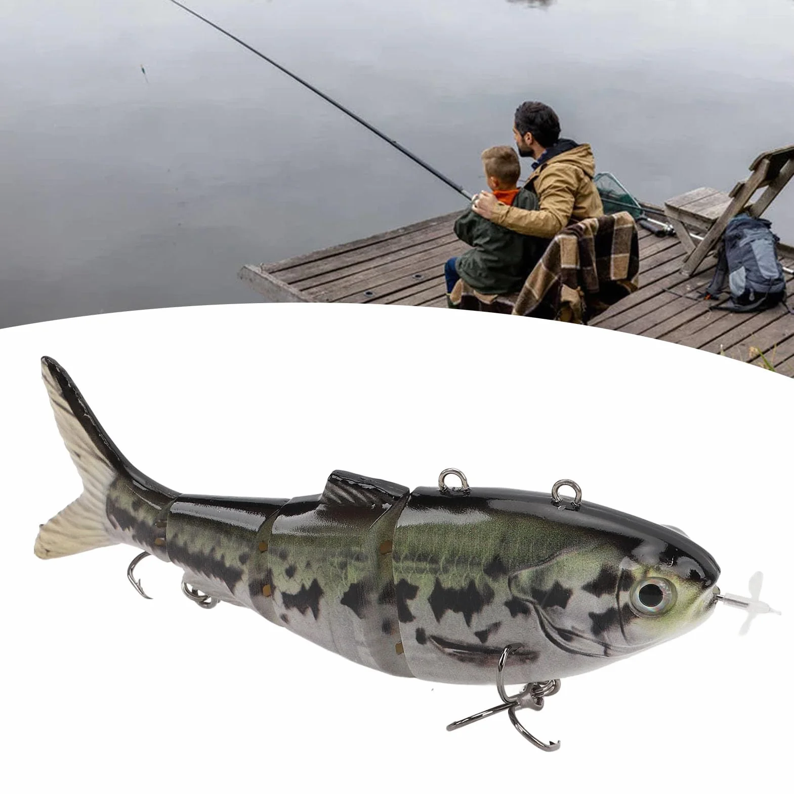 Esca da Pesca Elettrica Swimbait LED Ricaricabile USB Multisnodato