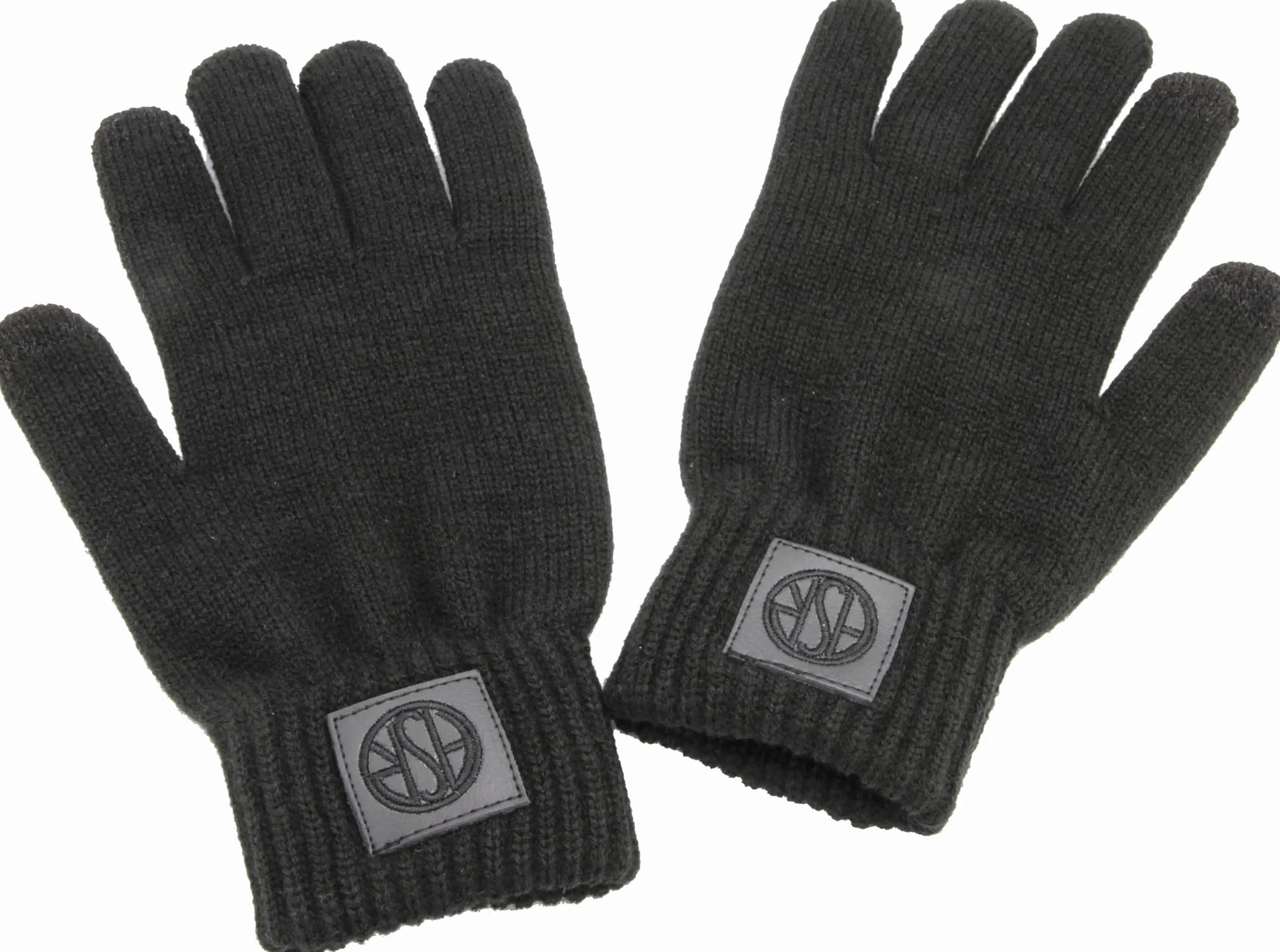 AS Roma ASR LEATHER PATCH KNITTED GLOVES - BLACK