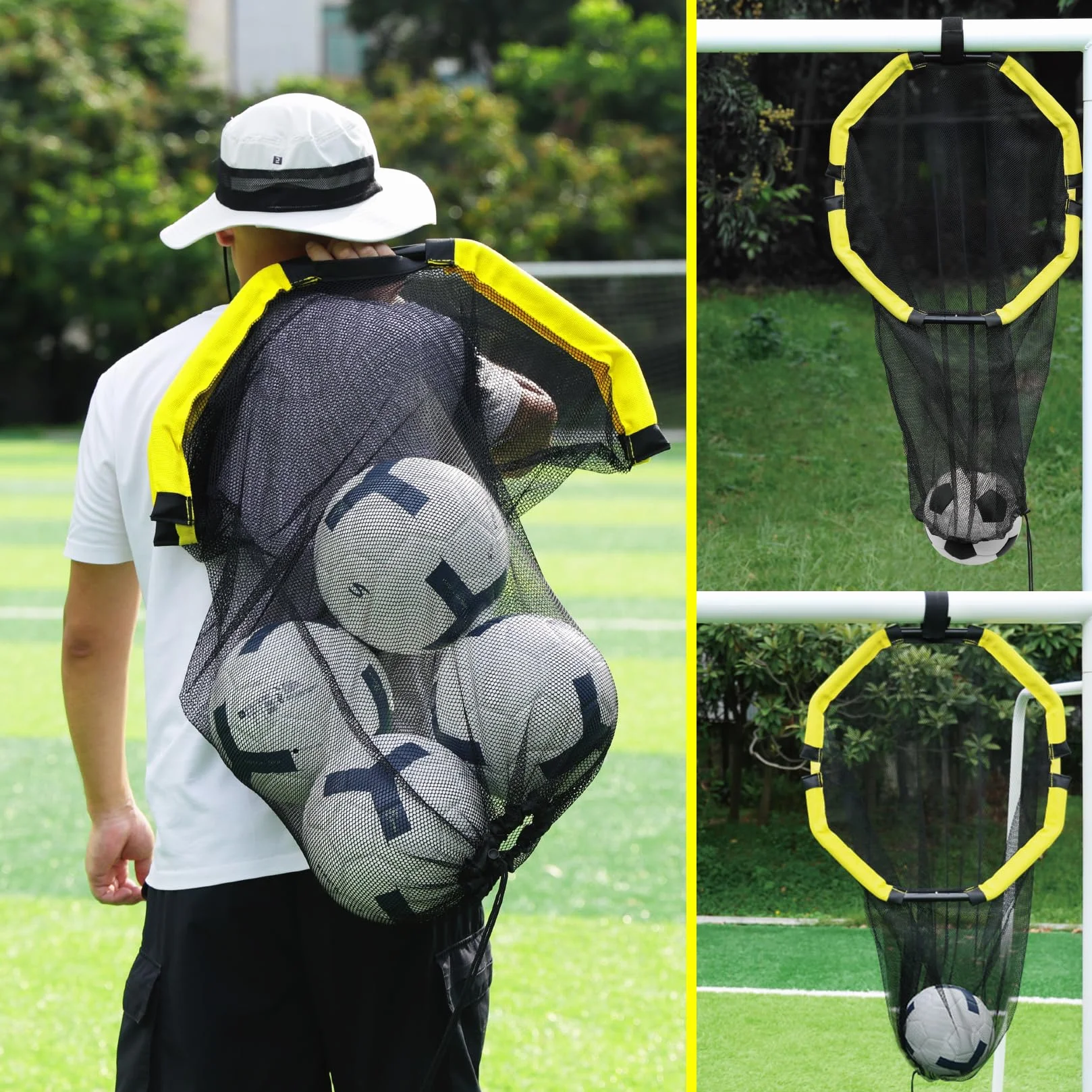 Happy Jump 3-in-1 Rete Bersaglio per Calcio, Attrezzatura da Allenamento con Tubi in Metallo