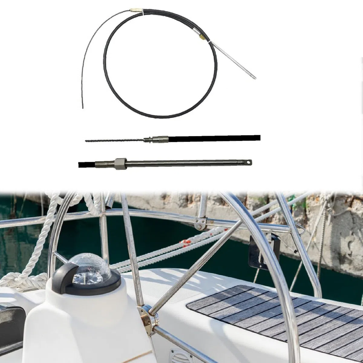 Cavo dello sterzo Aqmm5813 Cavo dello sterzo per barche in acciaio inossidabile tipo M58 per fino a 55 applicabile agli accessori per T67, 8FT