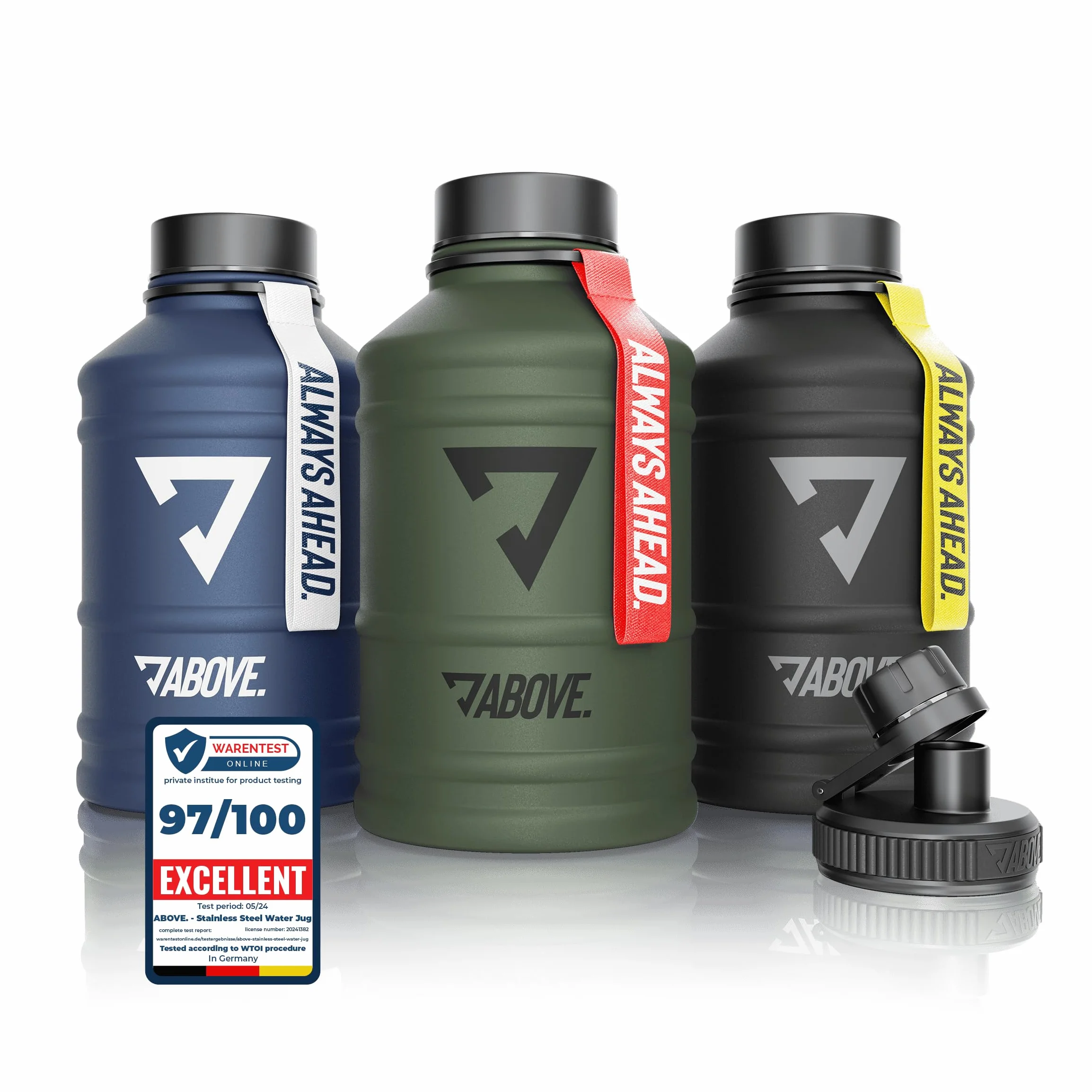 Borraccia in Acciaio Inox 1.3L Senza BPA a Prova di Perdite con 2 Tappi per Sport Outdoor
