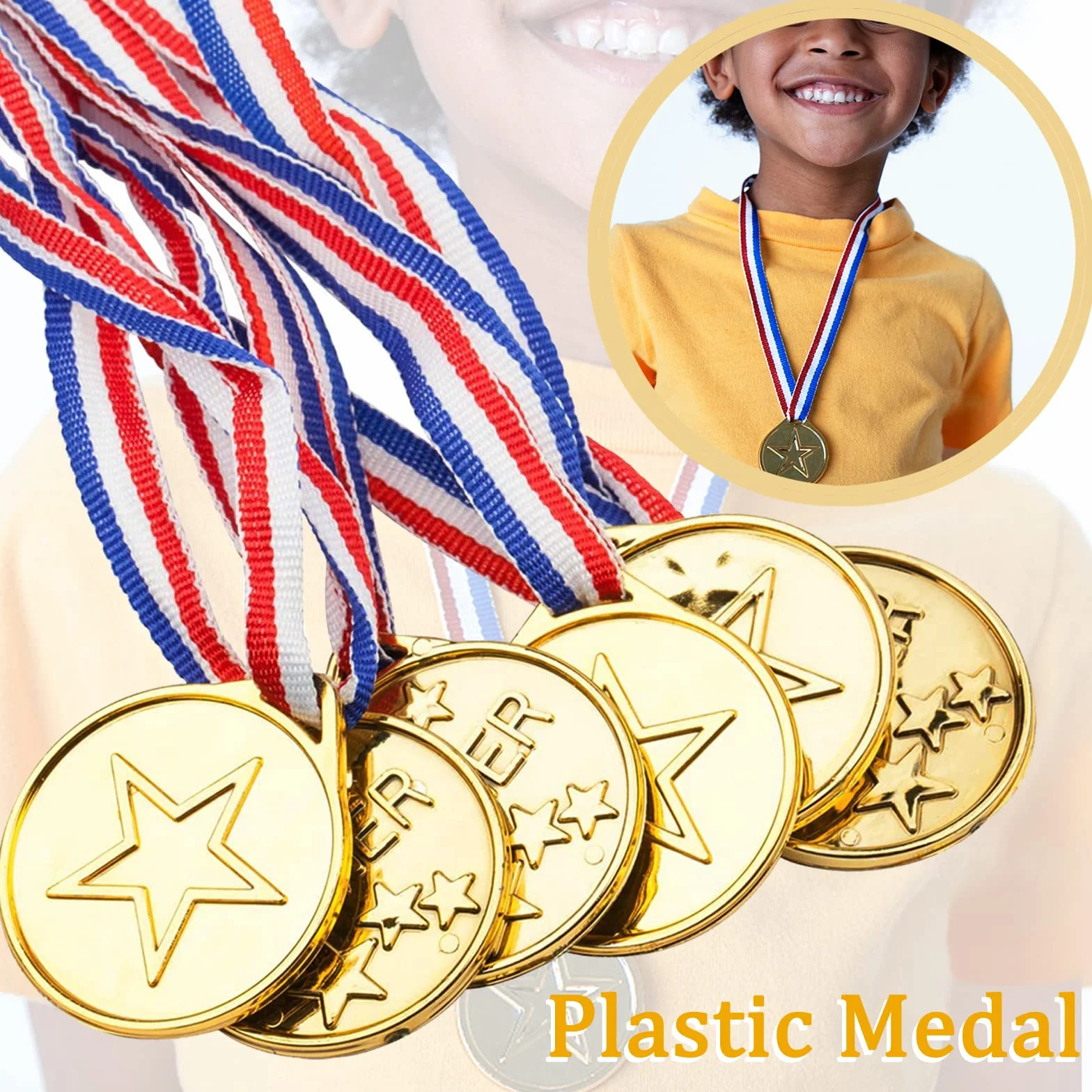 Medaglie per Bambini 100 Pezzi Giocattolo Plastica Premi Scuola Sport