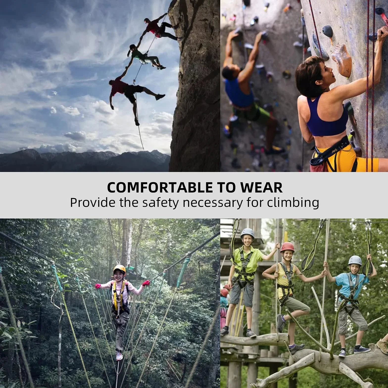 Imbracatura da Arrampicata a Metà Corpo, Cintura per Alpinismo, Anticaduta, Donna Uomo (Nero Rosso)