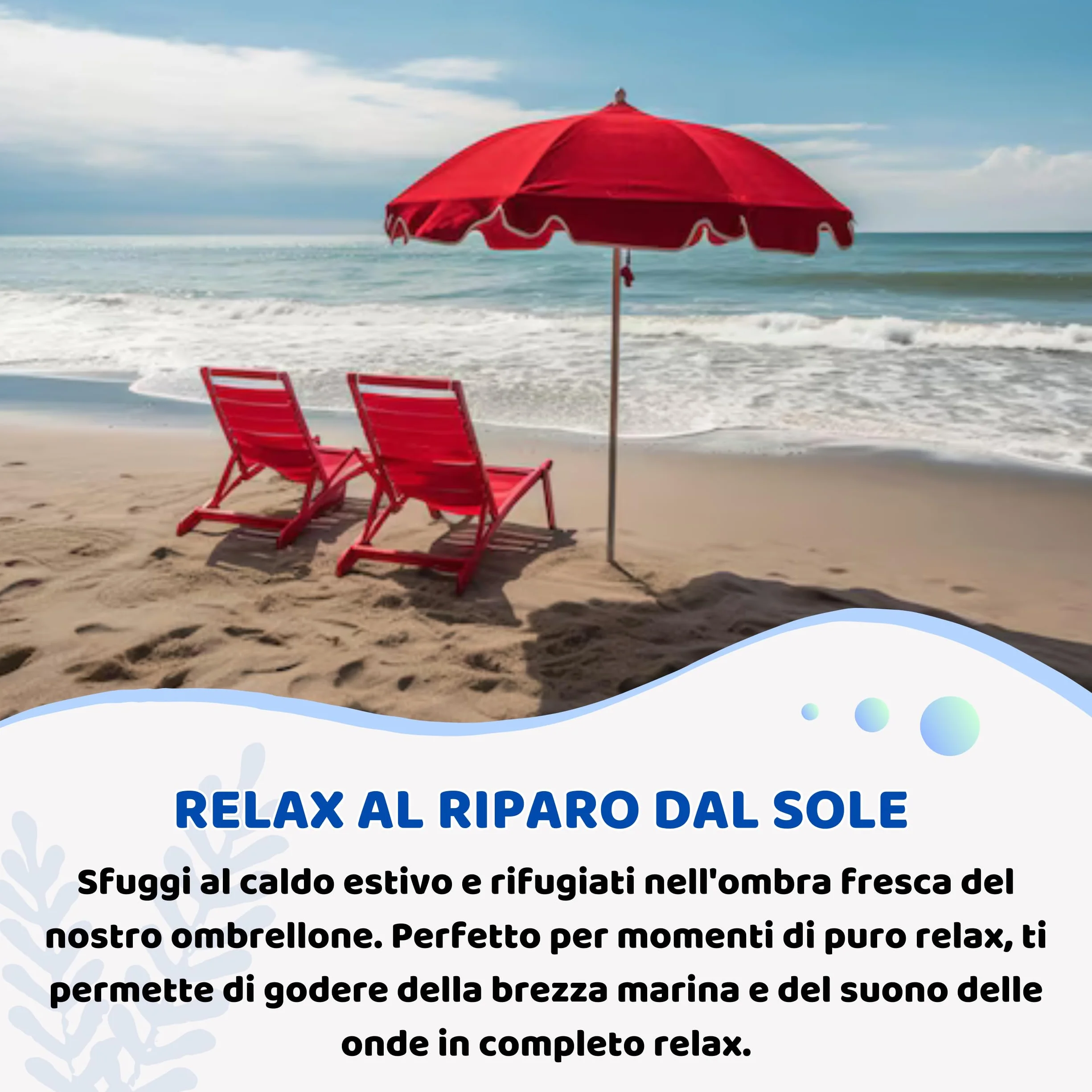 Batik - Ombrellone da Spiaggia - LELLO L'OMBRELLO - Ombrellone da Spiaggia Grande Anti UV - Diametro 180 cm