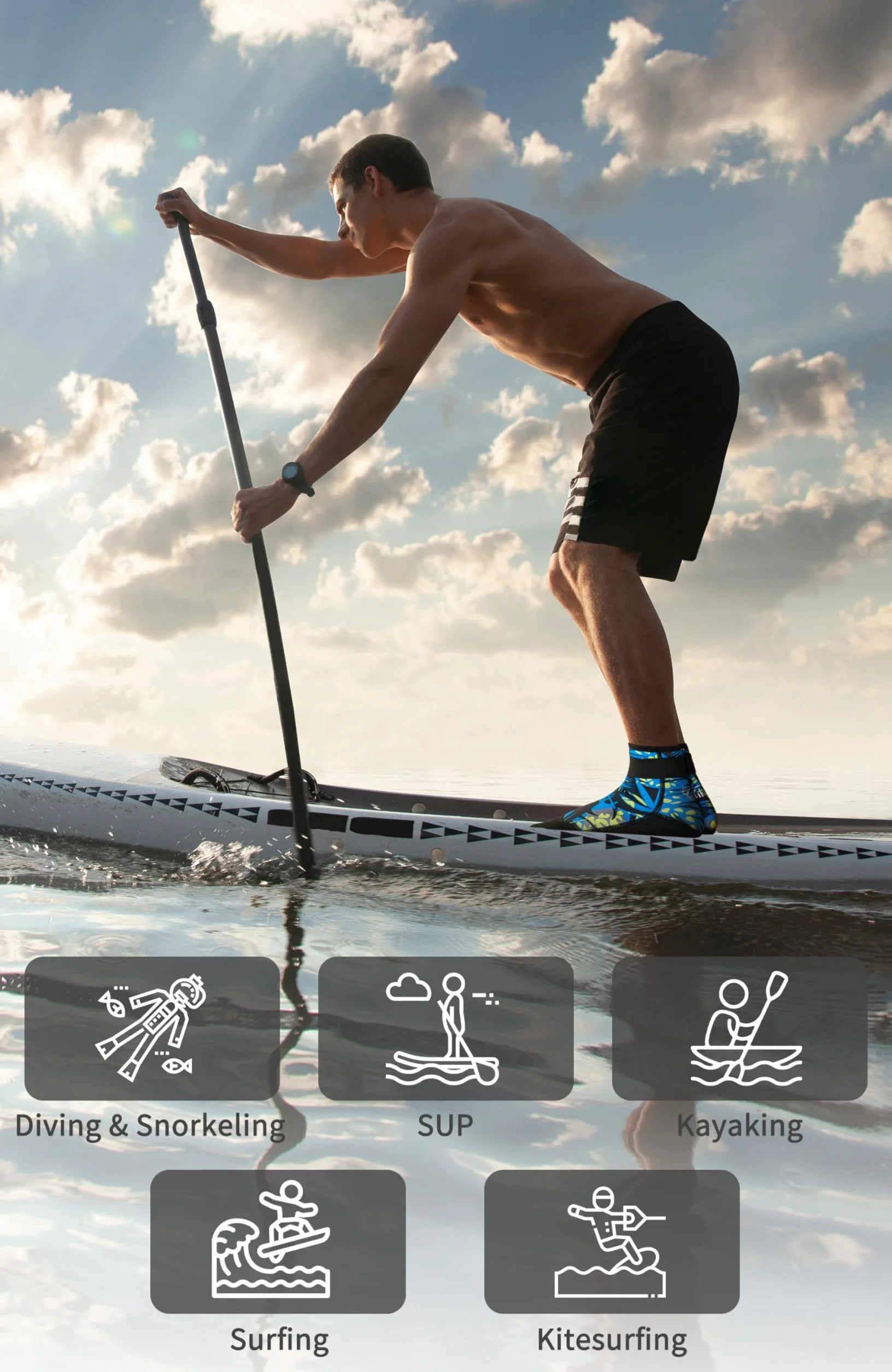 Calzini in neoprene, da 3 mm, per uomo, donna, uomo, donna, donna, nuoto, da spiaggia, per snorkeling, kayak, sci