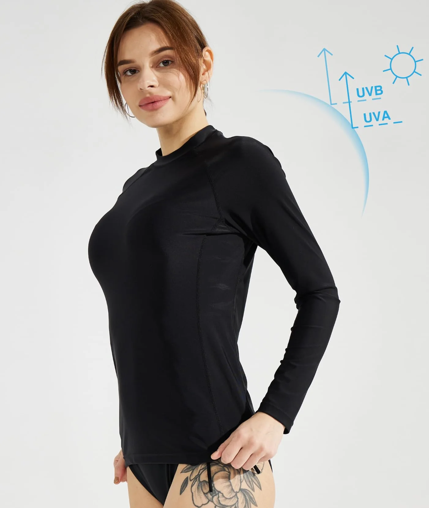 Rash Guard da Donna Maniche Lunghe Protezione Solare per Nuoto Snorkeling Surf