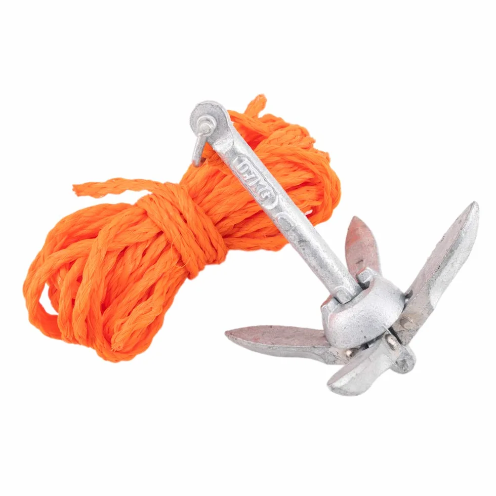 GATE14® Kit Mini Ancora a Ombrello Pieghevole in Acciaio Zincato 0,7 kg e Cima Ormeggio