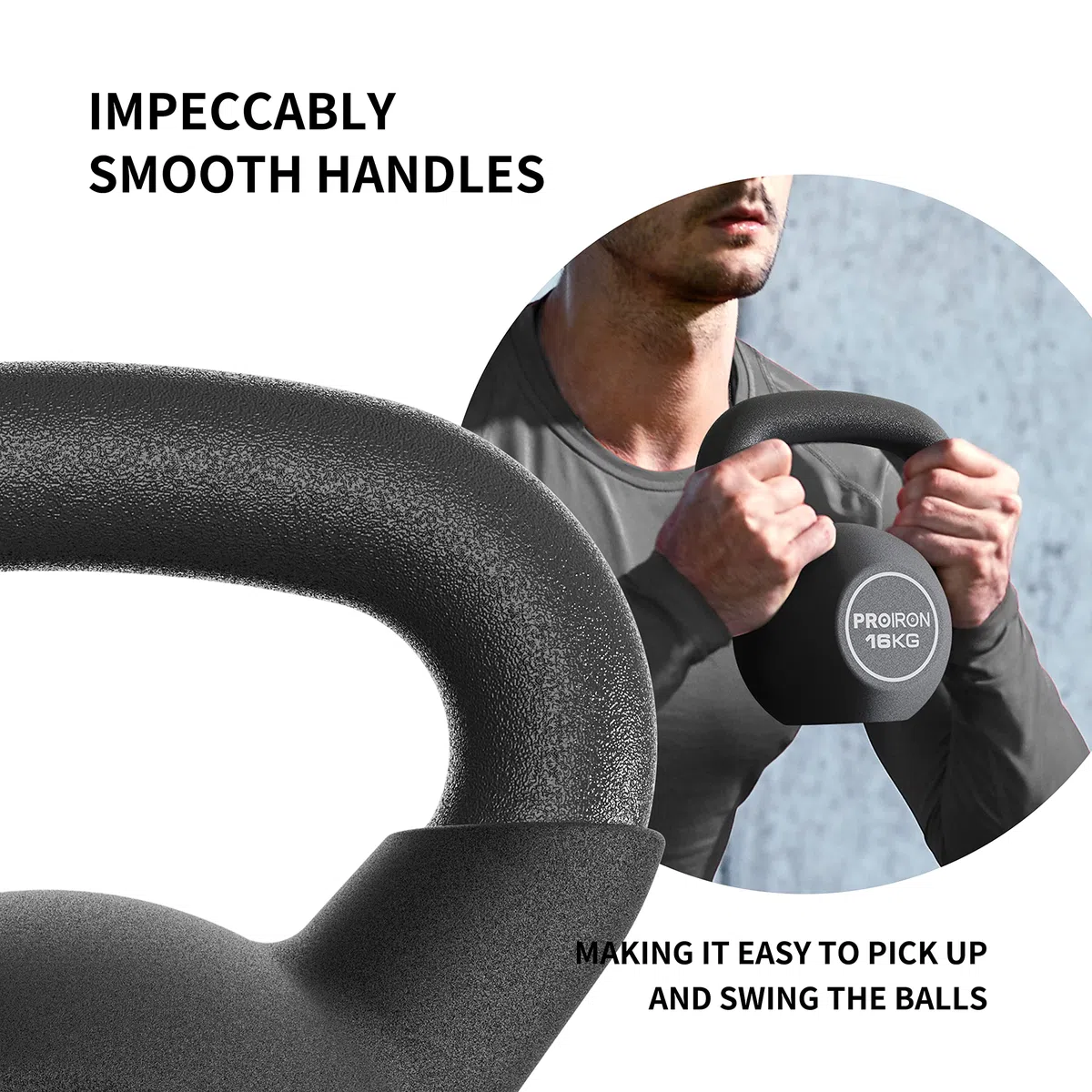 PROIRON Kettlebell in Ghisa 4-16 kg, Rivestimento in Neoprene, Vari Colori per Esercizi e Allenamenti a Casa e in Palestra