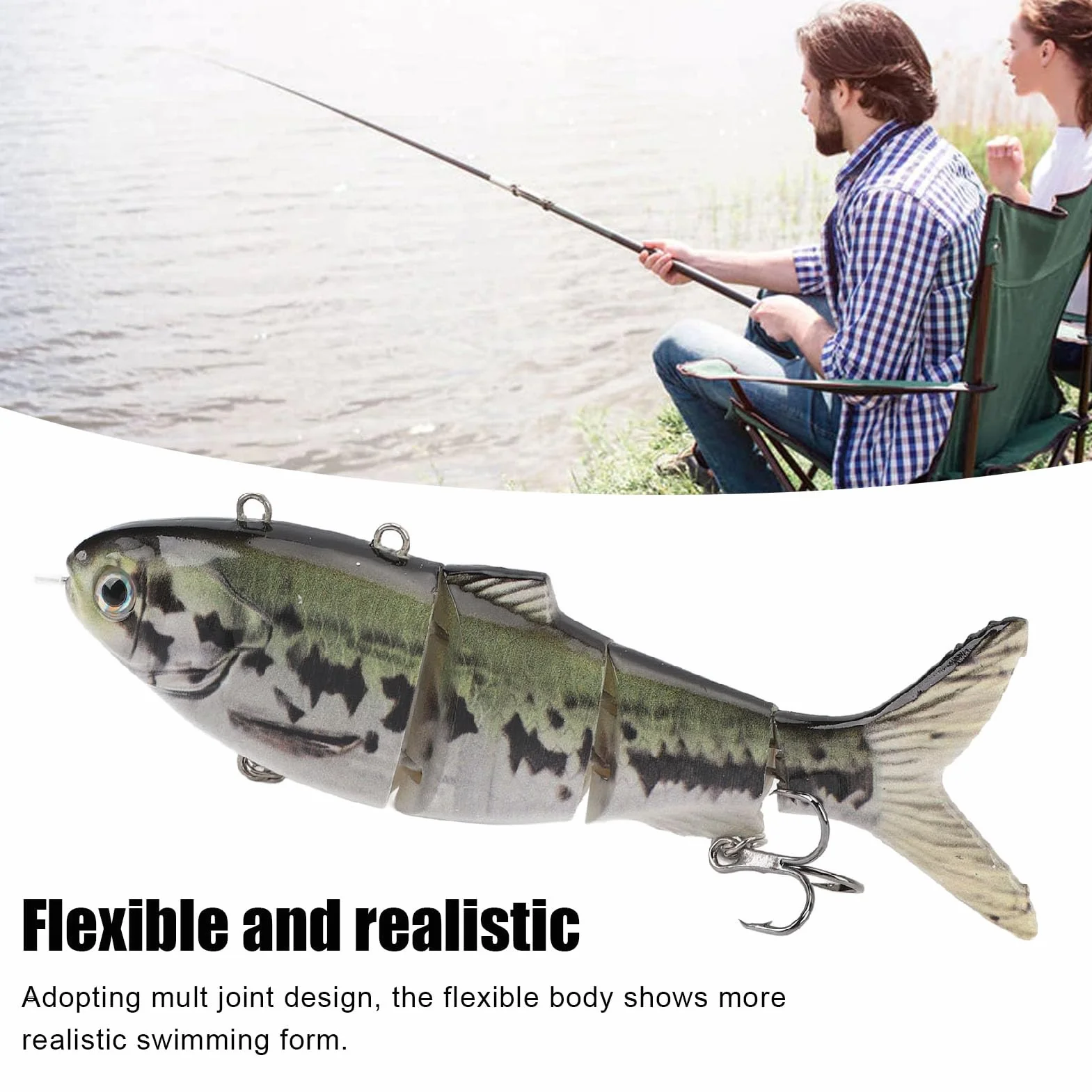 Esca da Pesca Elettrica Swimbait LED Ricaricabile USB Multisnodato