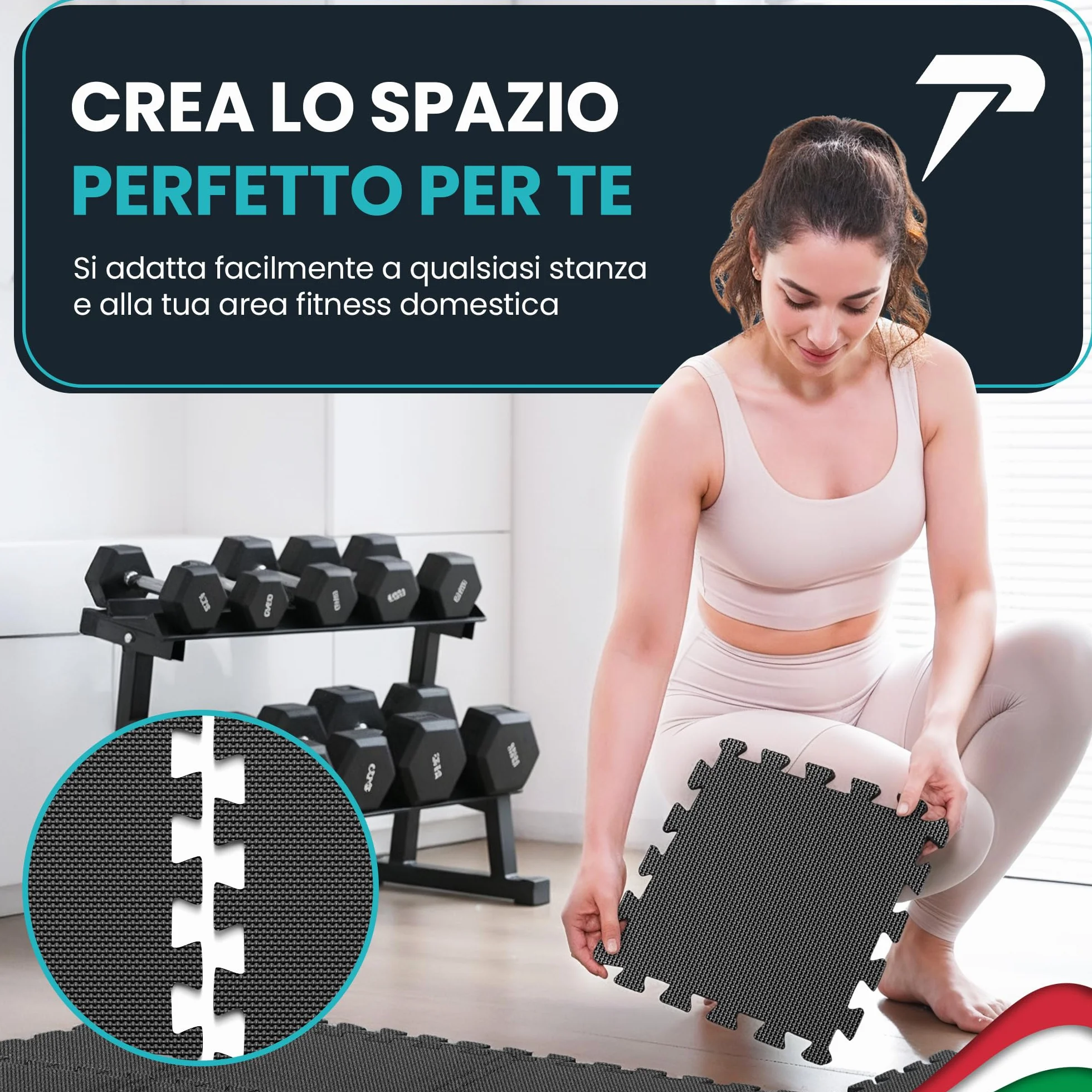 Tappeto Da Fitness A Puzzle Set Da 21 Tappetini Antiscivolo Palestra Componibile Protezione Antiurto Pavimenti