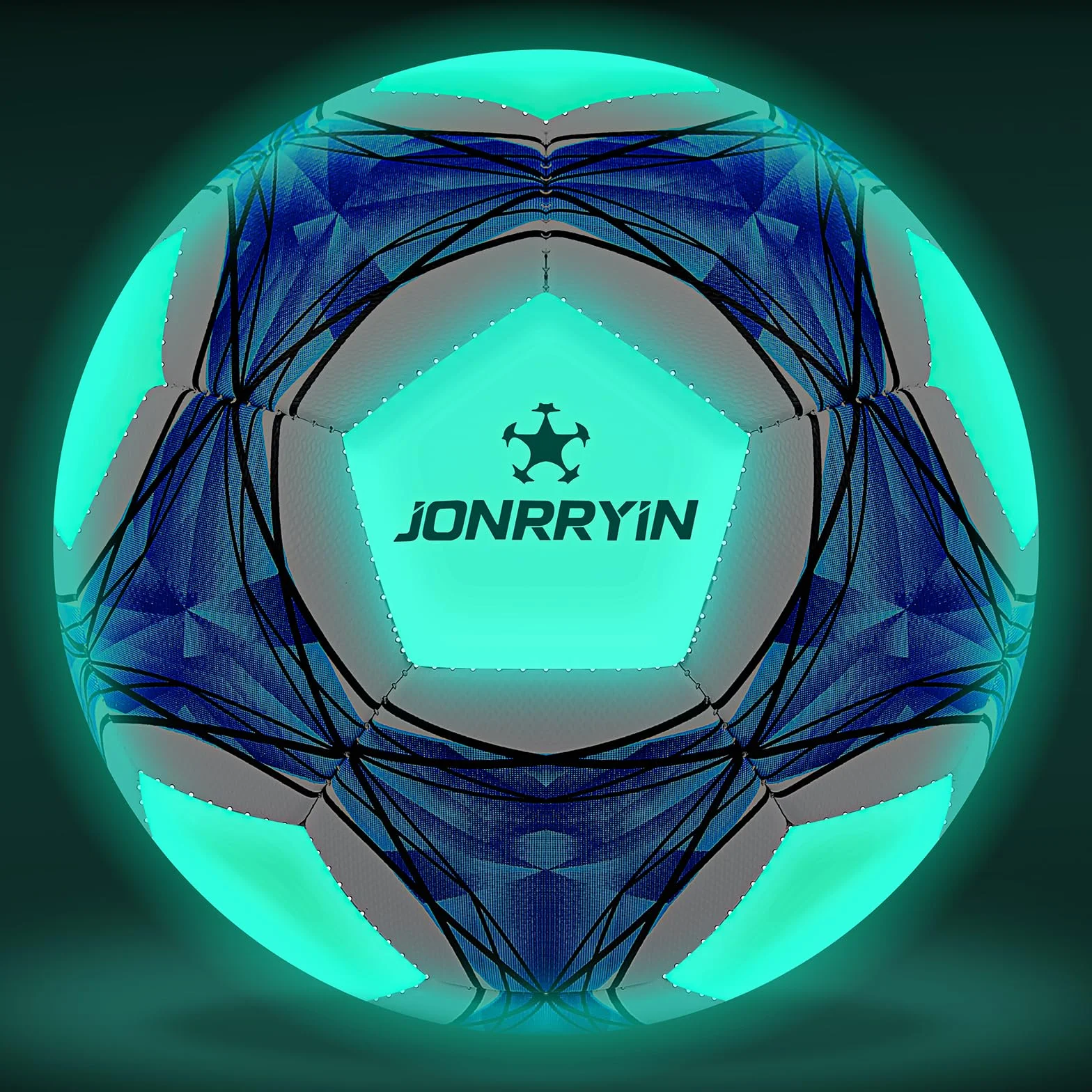 JONRRYIN Pallone Calcio Bambino, Size 5 pallone da Calcio Bagliore al Buio, Palloni Calcio Misura 5 con Zaino e Borsa a Rete Pompa, Pallone da Calcio a Fluorescenza per Allenamenti e Giochi