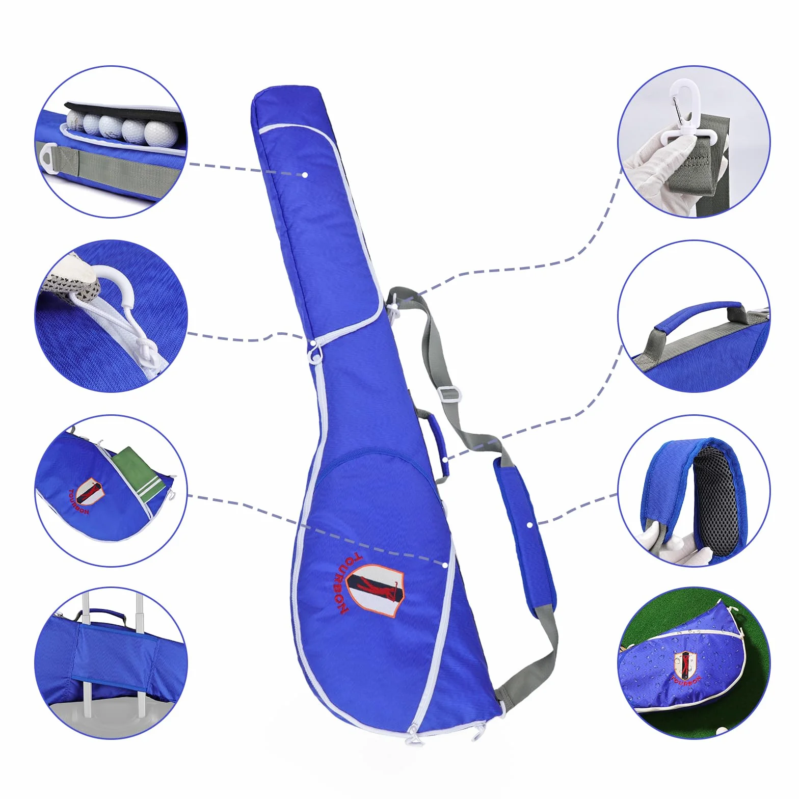 TOURBON Bolsa de golf portátil de nailon plegable para viajes
