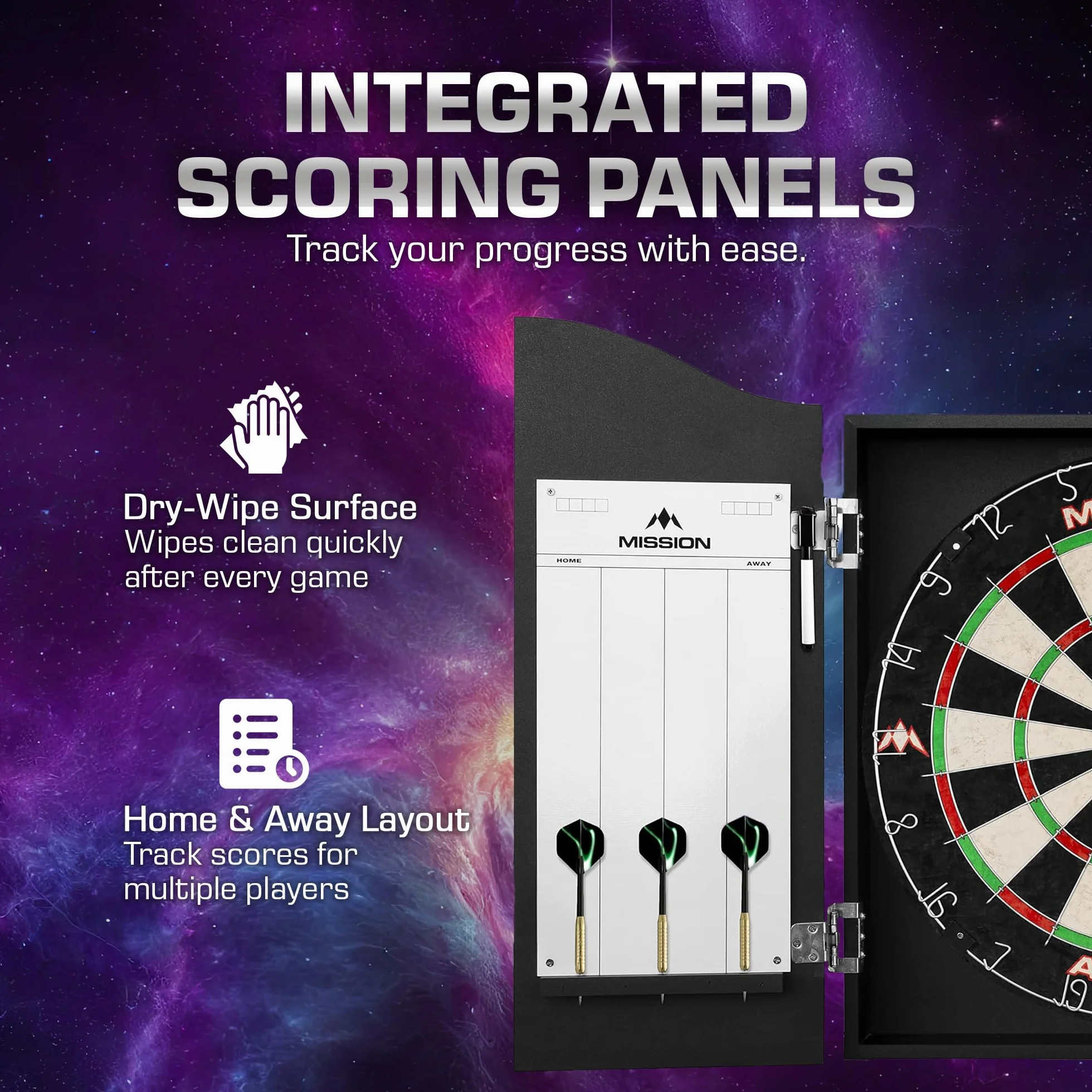 Mission Home Darts Centre - Completo di Bersaglio Apollo e 6 Freccette