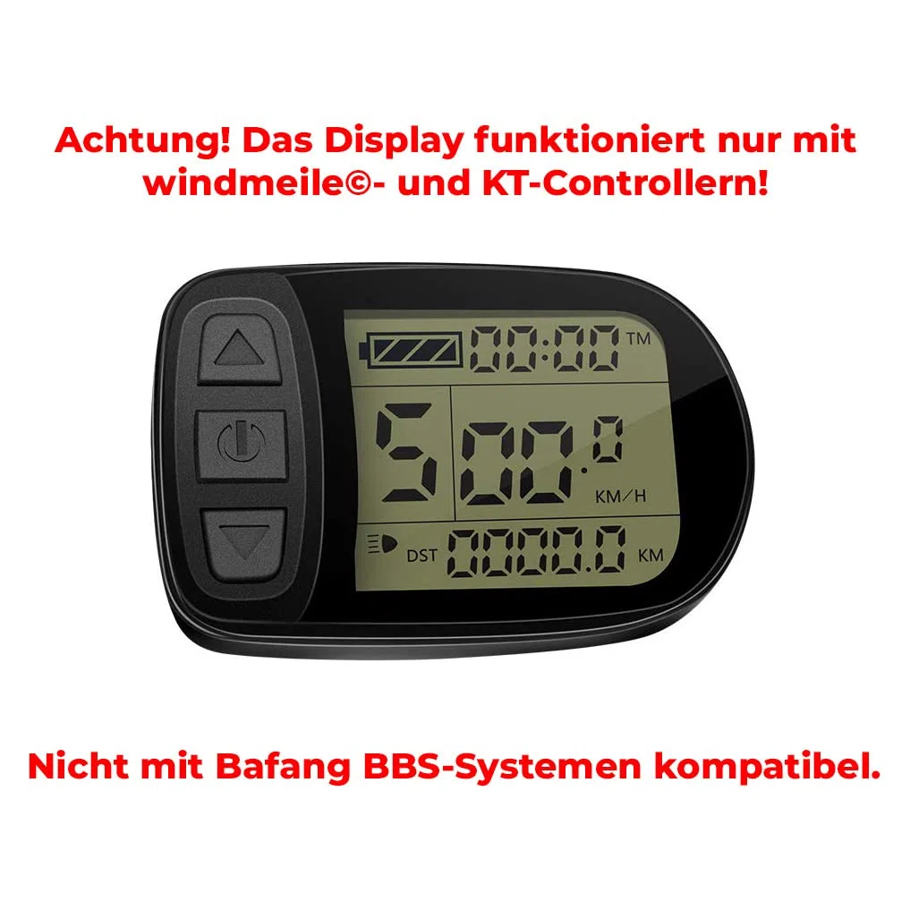 Display KT-LCD5, Impermeabile, Computer Di Bordo, Tachimetro, Display Lcd, Illuminato, Multifunzionale, Spina Julet A 5 Poli, E-Bike, Bici Elettrica, 24V/36V/48V