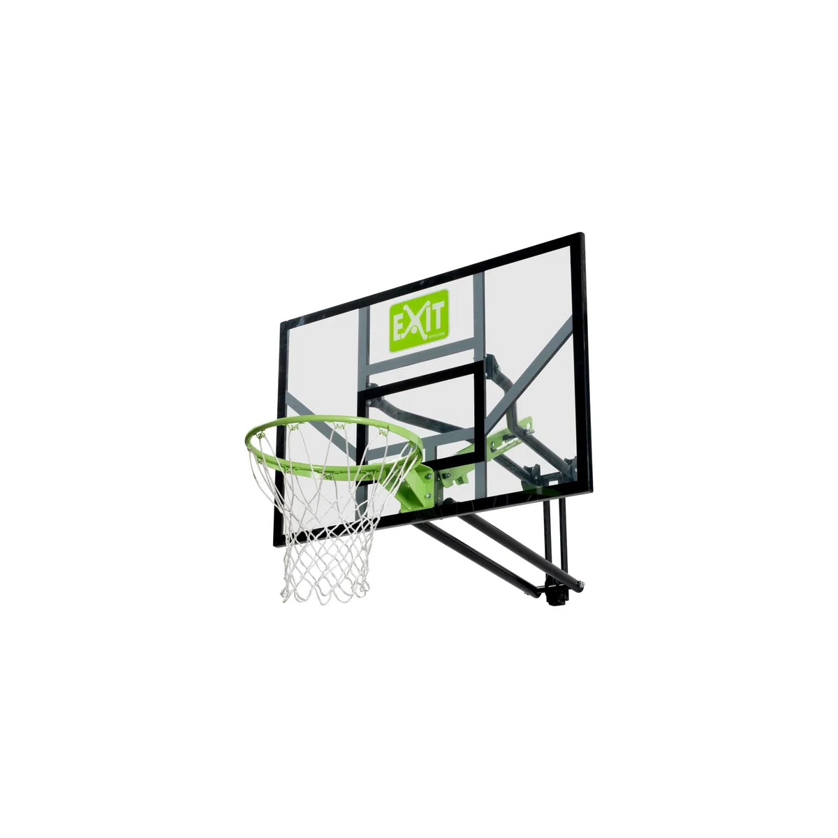 EXIT Toys Galaxy Tabellone da Basket per Montaggio a Muro - Cerchio da Basket, Rete e Materiale di Fissaggio - Tabellone Regolabile in 5 Altezze - Per Bambini e Adulti - Telaio Robusto - Verde/Nero
