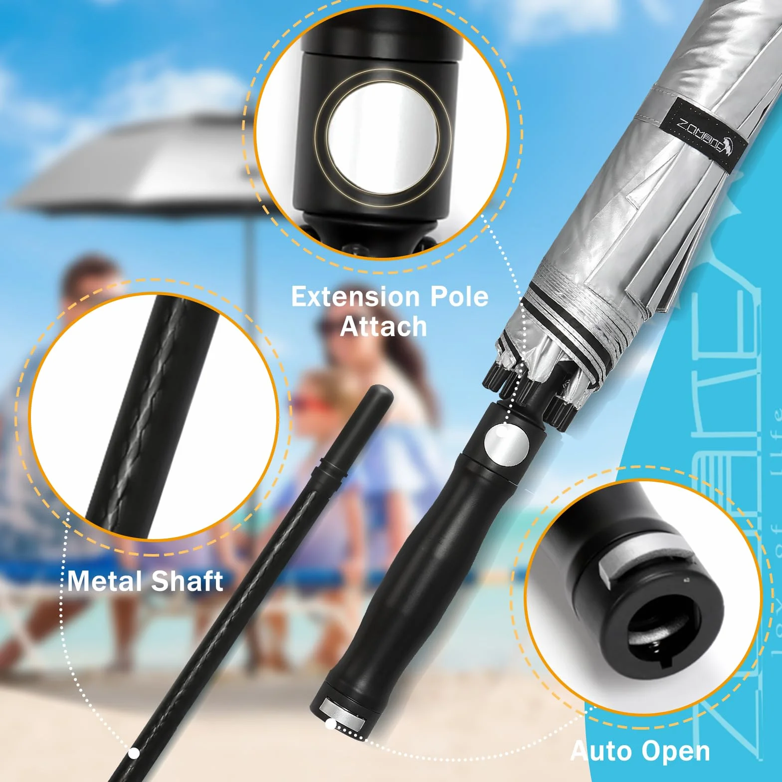 ZOMAKE UV Ombrello da Golf 172/157cm,Ombrello Golf Grande Protezione UV UPF 50+,Grandi Ombrello Pioggia Antivento Robusto Con Barra di Estensione,XXL/XL Ombrelli Automatico Per Uomo Donna