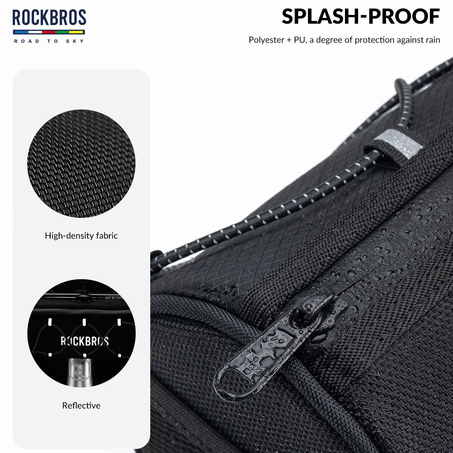 ROCKBROS Road to Sky Borsa Manubrio Bici, Borsa Anteriore Impermeabile Bicicletta, Borsello Manubrio Riflettente per MTB, Bici da Corsa, Bici da Città, Capacità 1.5L