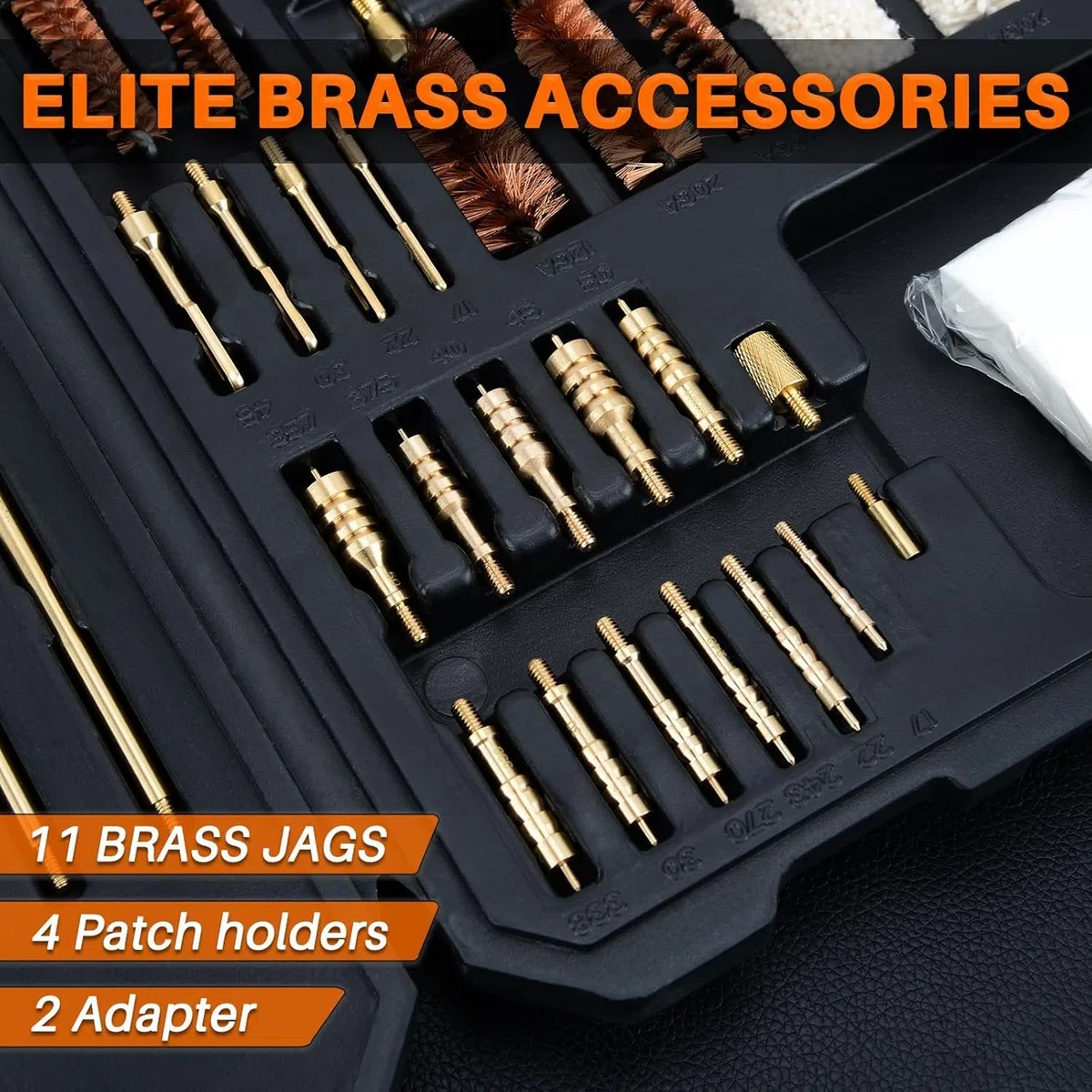 BOOSTEADY Pro Kit Pulitura Armi Universale, per Armi da Fuoco per Tutte le Armi con Spazzole in Ottone di Alta Qualità, Mop, Punte, Aste Rinforzate