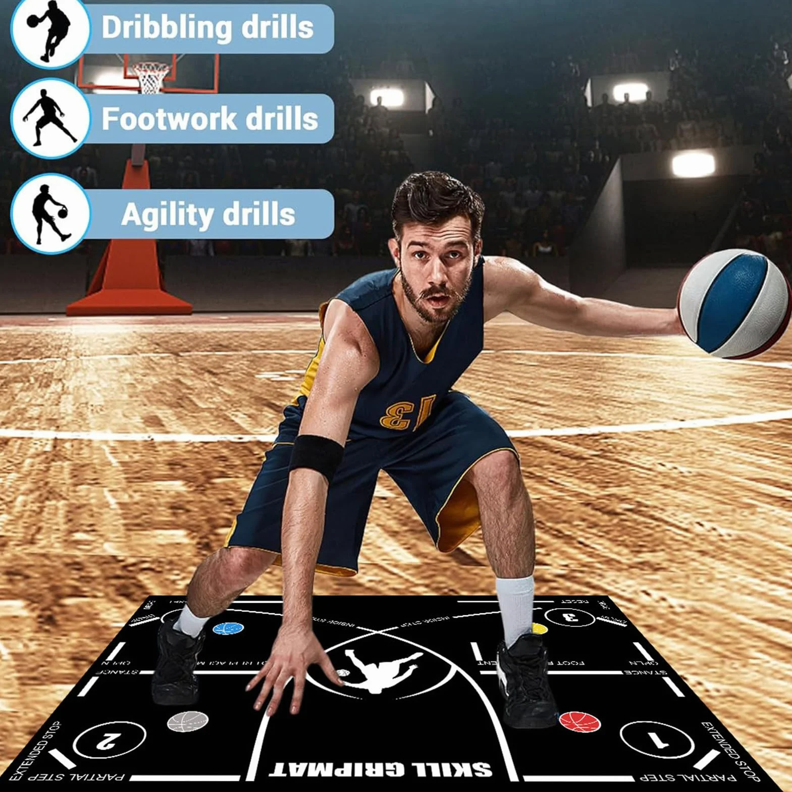 Tappetino da Allenamento per Basket 120x86cm Antiscivolo Portatile per Forza e Resistenza