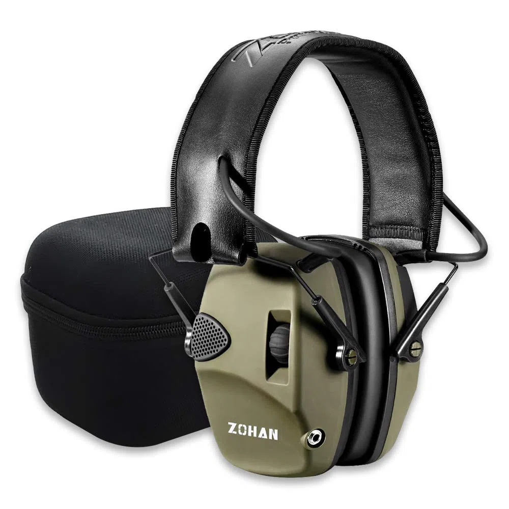 ZOHAN 054 Cuffie Poligono Elettroniche per Tiro Al Piattello, 27dB SNR Riduzione Del Rumore, Amplificazione Del Suono per La Caccia, Protezione dell'Udito Regolabile per Adulti