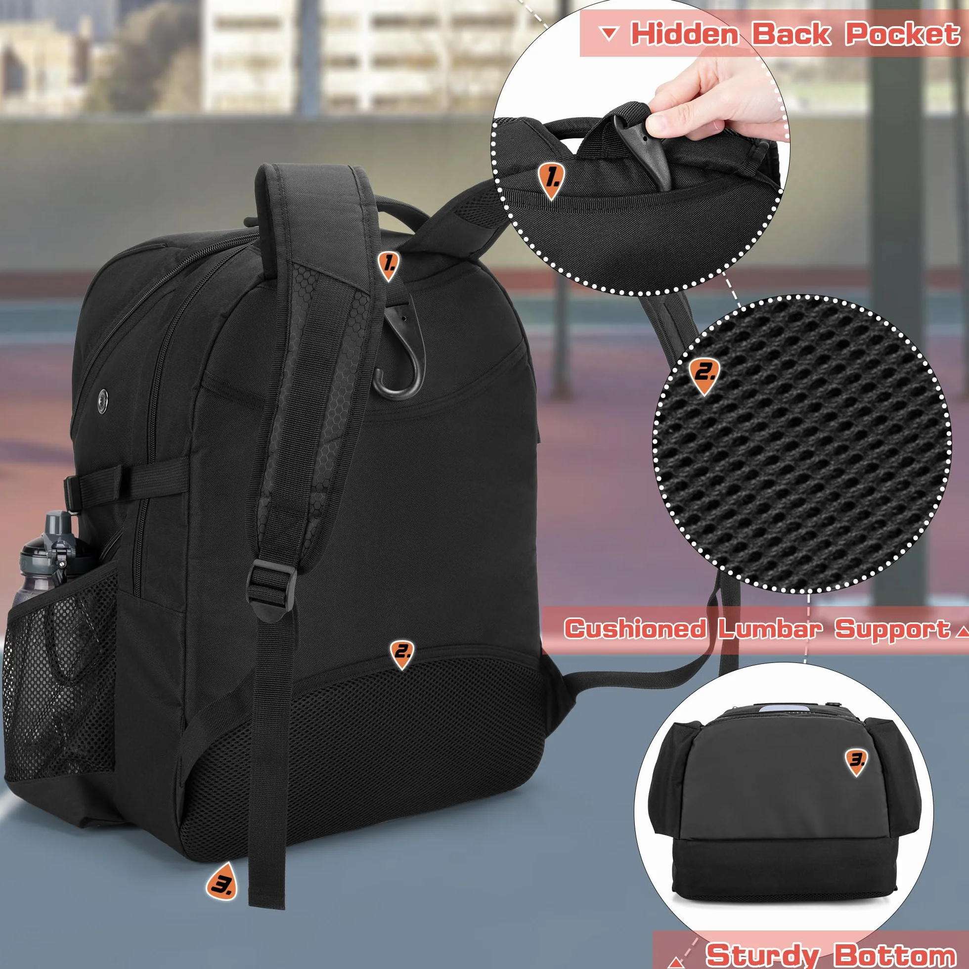 DSLEAF Zaino da Basket per Uomo, Borsa da Calcio con Scomparto per Palline e Scomparto per Scarpe per Allenamento di Basket, Calcio, Pallavolo