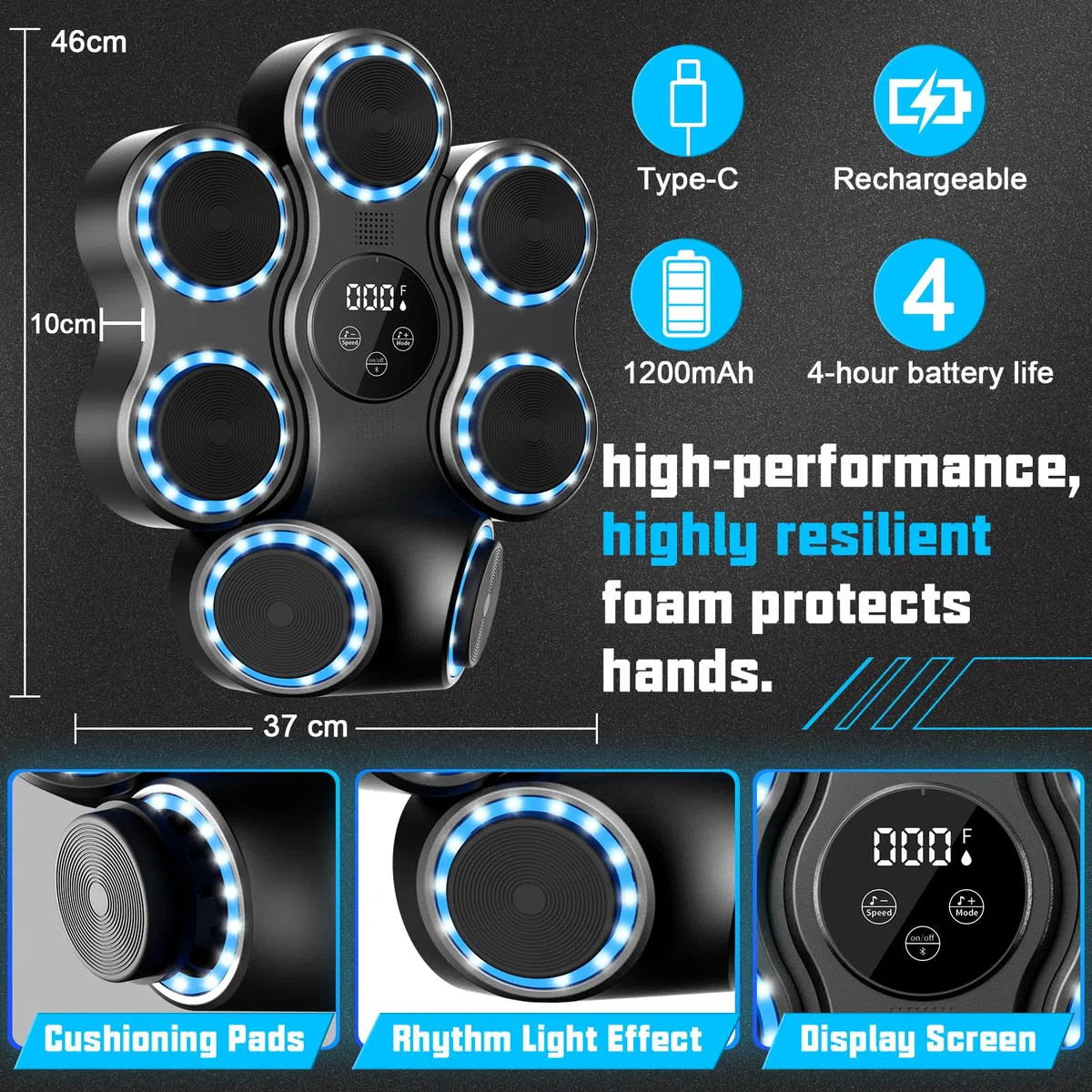 FBSPORT Music Boxing Machine, Macchina da Pugilato Parete con Bluetooth, Guantoni da Pugilato, Macchina da Boxe Musicale per Adulti e Bambini con 11 modalità e 9 velocità per Casa, Ufficio e Palestra
