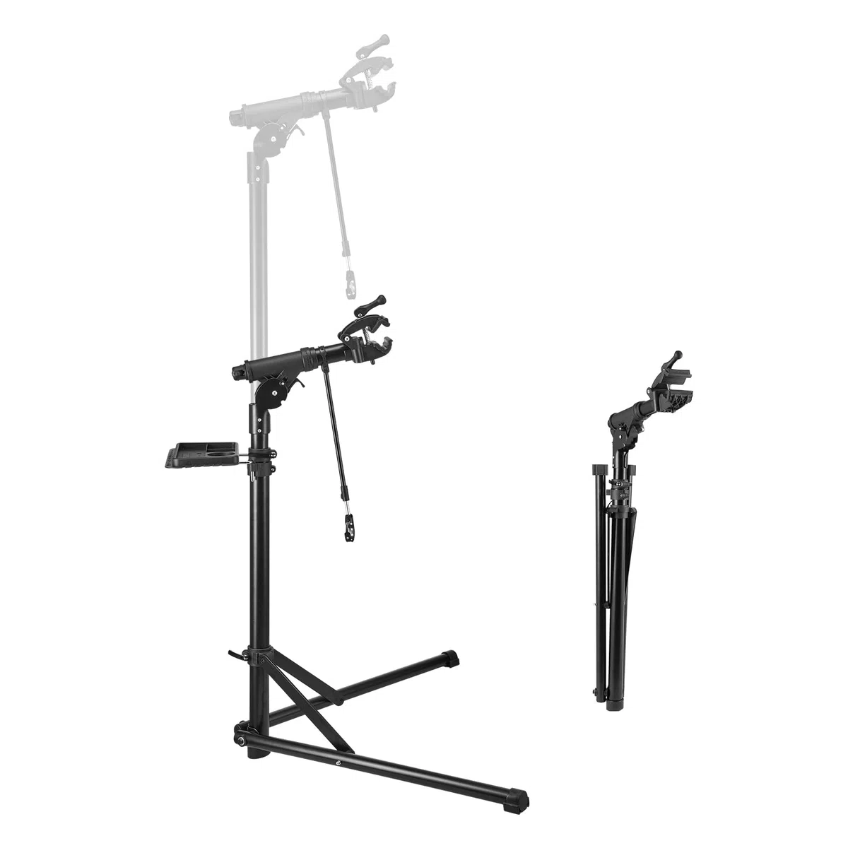 VEVOR Supporto per Riparazione Bici, da 37 kg con Altezza Regolabile da 102 a 162 cm e Vassoio Portautensili Magnetico, Supporto Pieghevole per Manutenzione Bici, per Meccanici da Casa