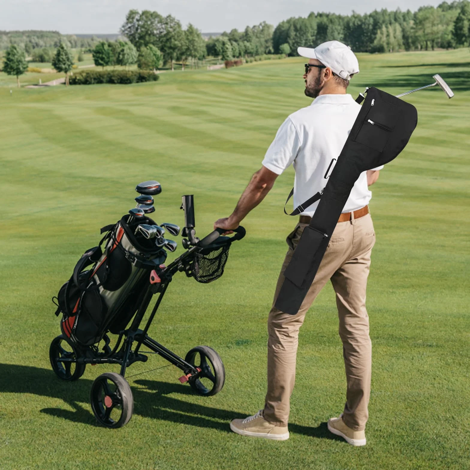 Borsa da viaggio per mazze da golf pieghevole, capacità 8-10 bastoncini