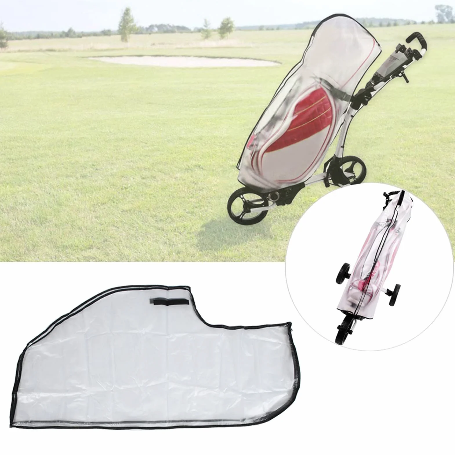 KENANLAN Copertura Antipioggia Borsa da Golf PVC Trasparente con Cerniera Universale