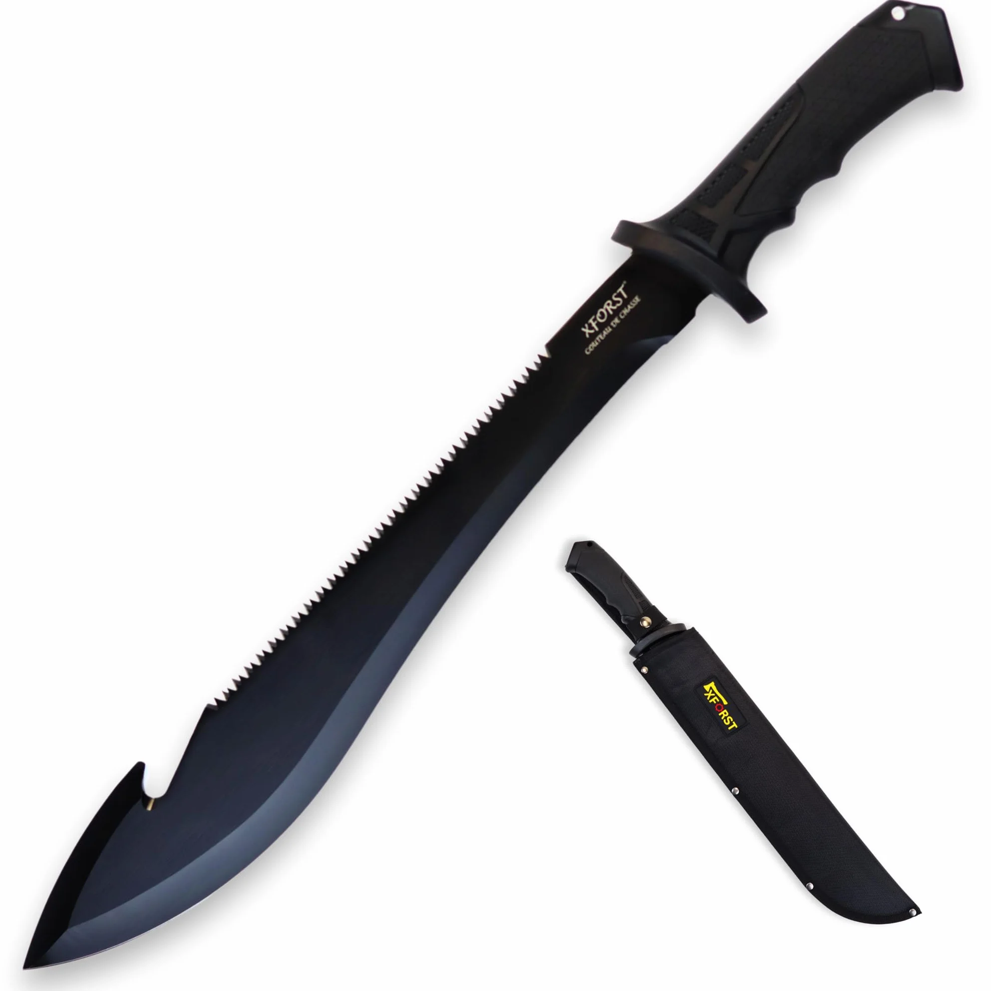 Xforst Coltello da caccia da esterno manico TPE fodero Oxford