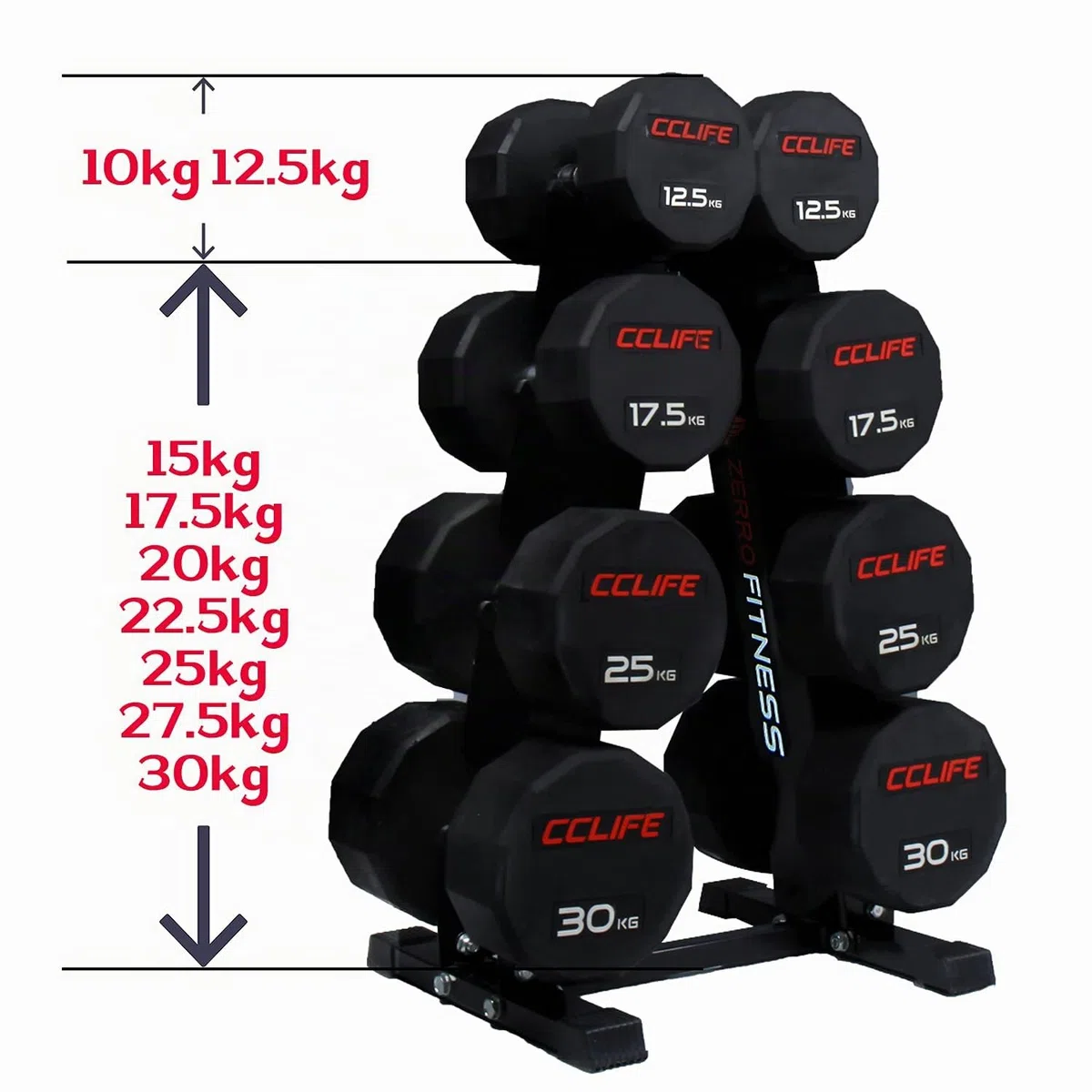 CCLIFE ZERRO Rastrelliera Manubri Porta pesi manubri Supporto per manubri per Palestra Casa(capacità di Peso 300 kg,No Manubri)