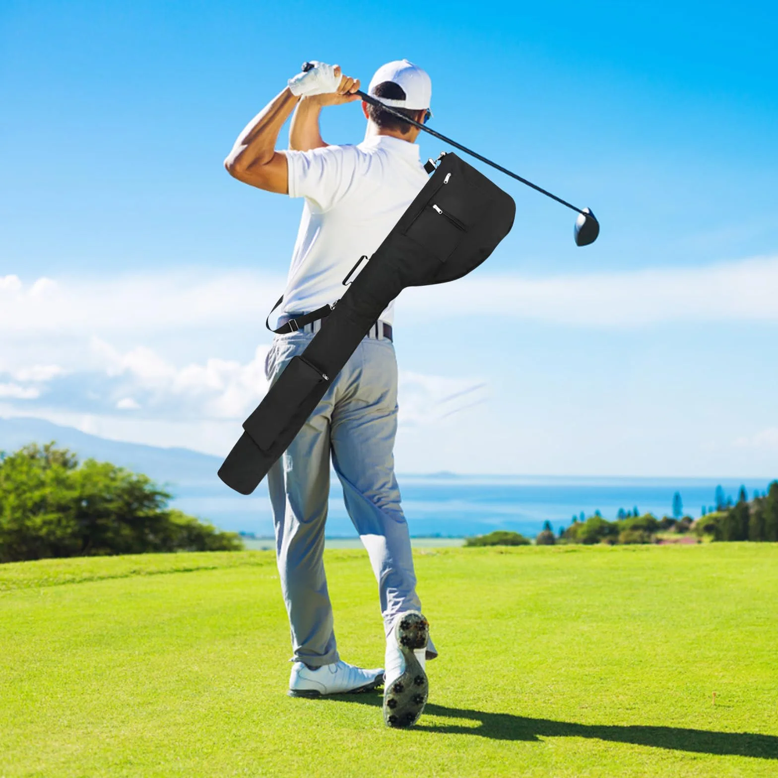 Borsa da viaggio per mazze da golf pieghevole, capacità 8-10 bastoncini