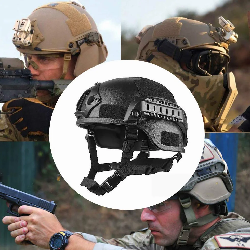 Elmetto Tattico Casco Militare Regolabile con Montaggio NVG per Airsoft Paintball