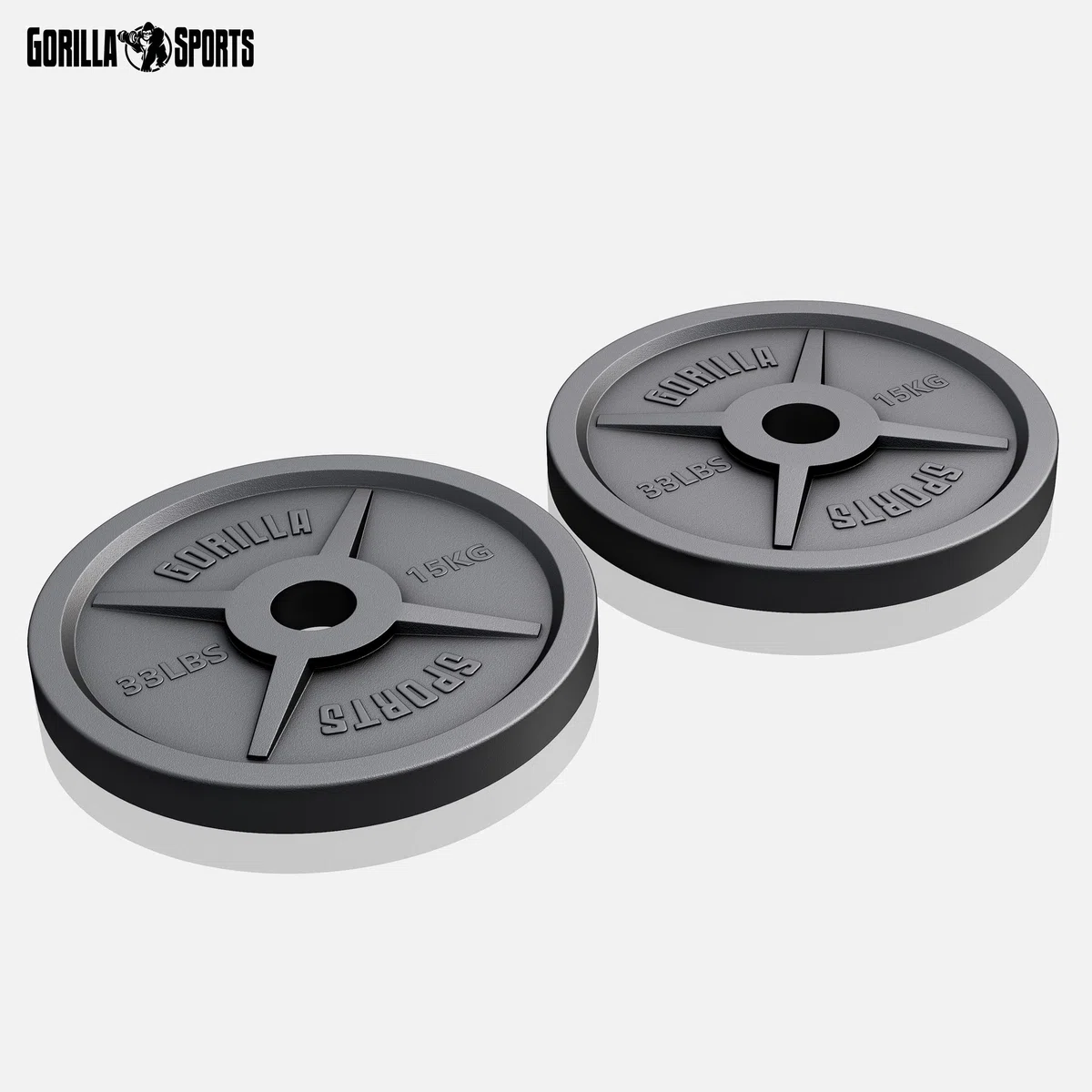 GORILLA SPORTS® Dischi Palestra - Set da 30 kg, Olimpici, Antiscivolo, Ghisa, Ø50/51mm - Pesi Bilanciere, Manubri, Bodybuilding, Peso, Olimpionici, Powerligitng, Palestra Casa, Fitness, Braccia