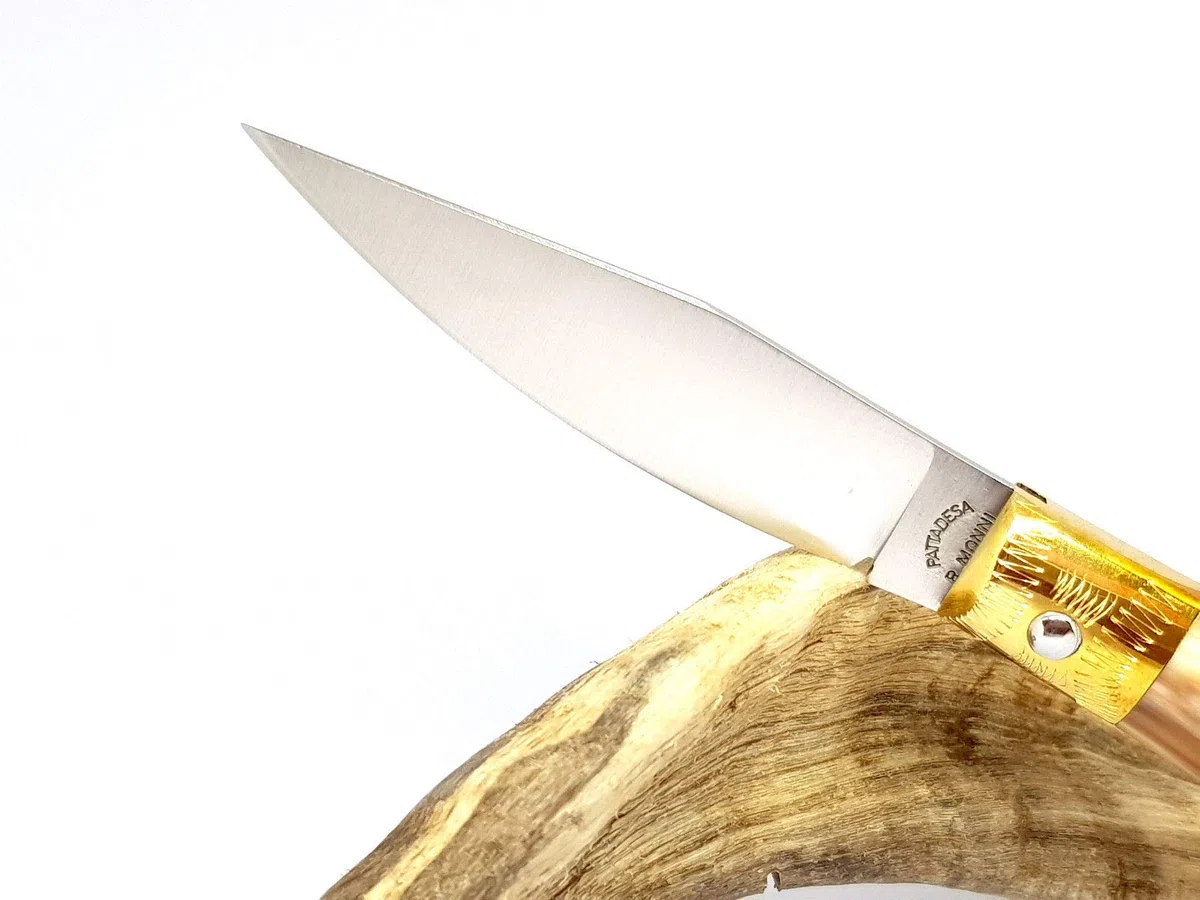 artigiano roberto monni Coltello Artigianale SARDO PATTADA Tascabile Manico in Corno Collezione Sardegna Art 45