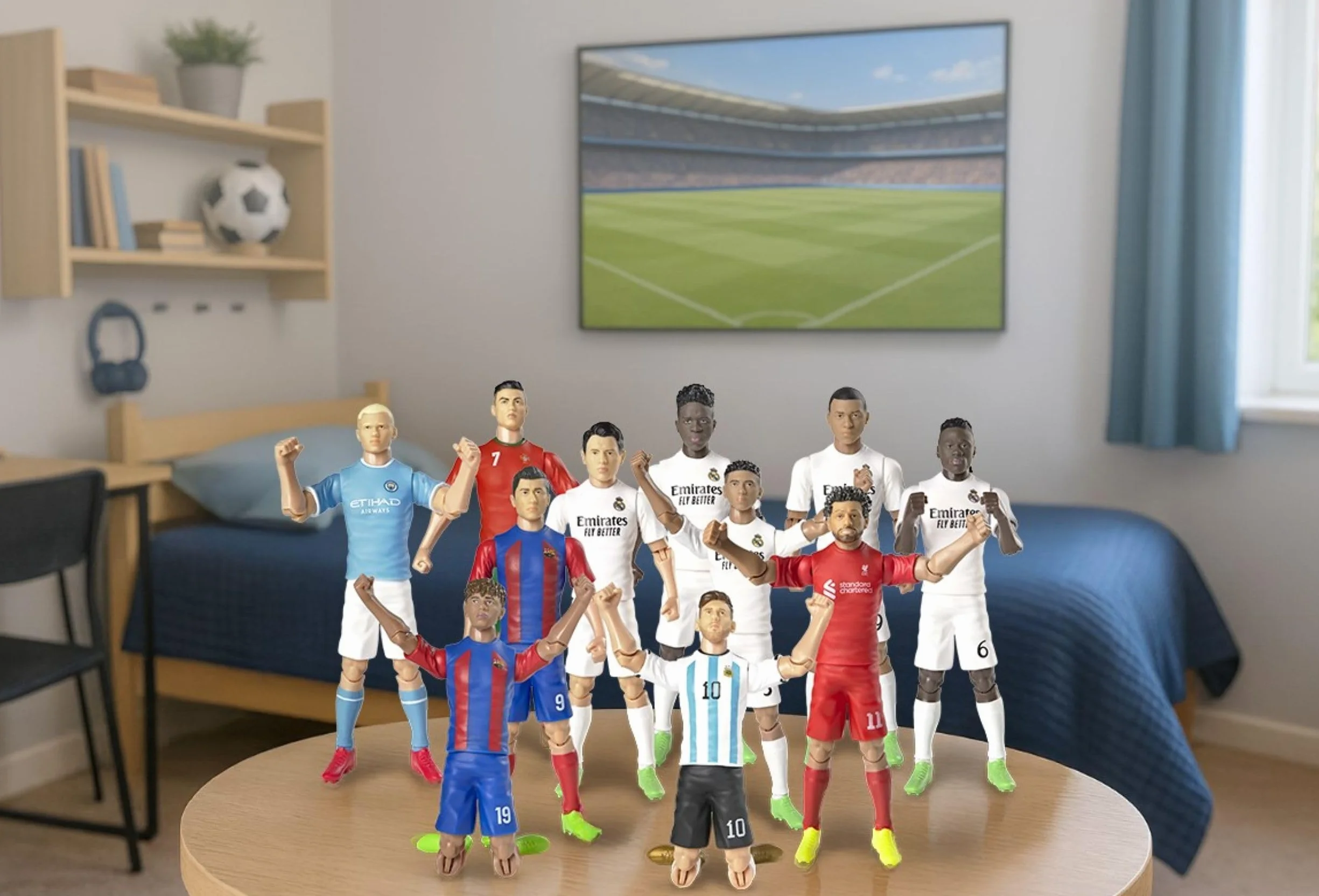 Megableu Statuetta Calcio YAMAL 20 cm Figura Calciatore Realistico Articolato Licenza Ufficiale 10 Punti Articolazione Giocattolo FC Barcellona Idea Regalo