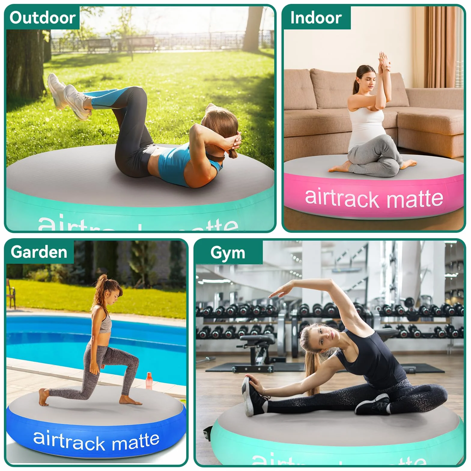 Airspot ginnastica artistica rotundità，diametro 100/140CM di altezza di 20CM ginnastica Tappetino da Ginnastica Gonfiabile Artistica Materasso Yoga Taekwondo con Pompa elettrica