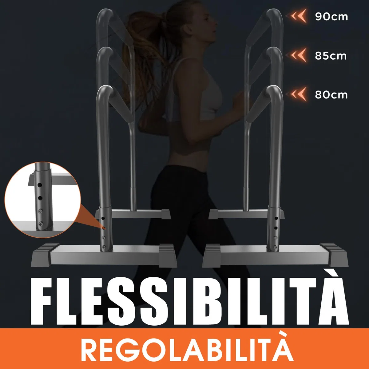 DH FitLife Dip Parallele Bars | Barre Parallele & Dip-Station Regolabile 80-90 cm | Parallettes per Calisthenics & Allenamento di Forza | Stabile & Sicura | Attrezzatura Fitness per Interni & Esterni